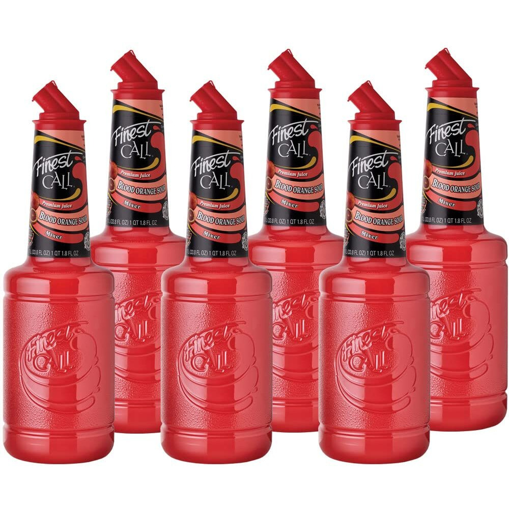 Finest Call Premium Blood Orange Sour Drink Mix, 1 Liter Bottle (33.8 Fl Oz), Pack Of 6