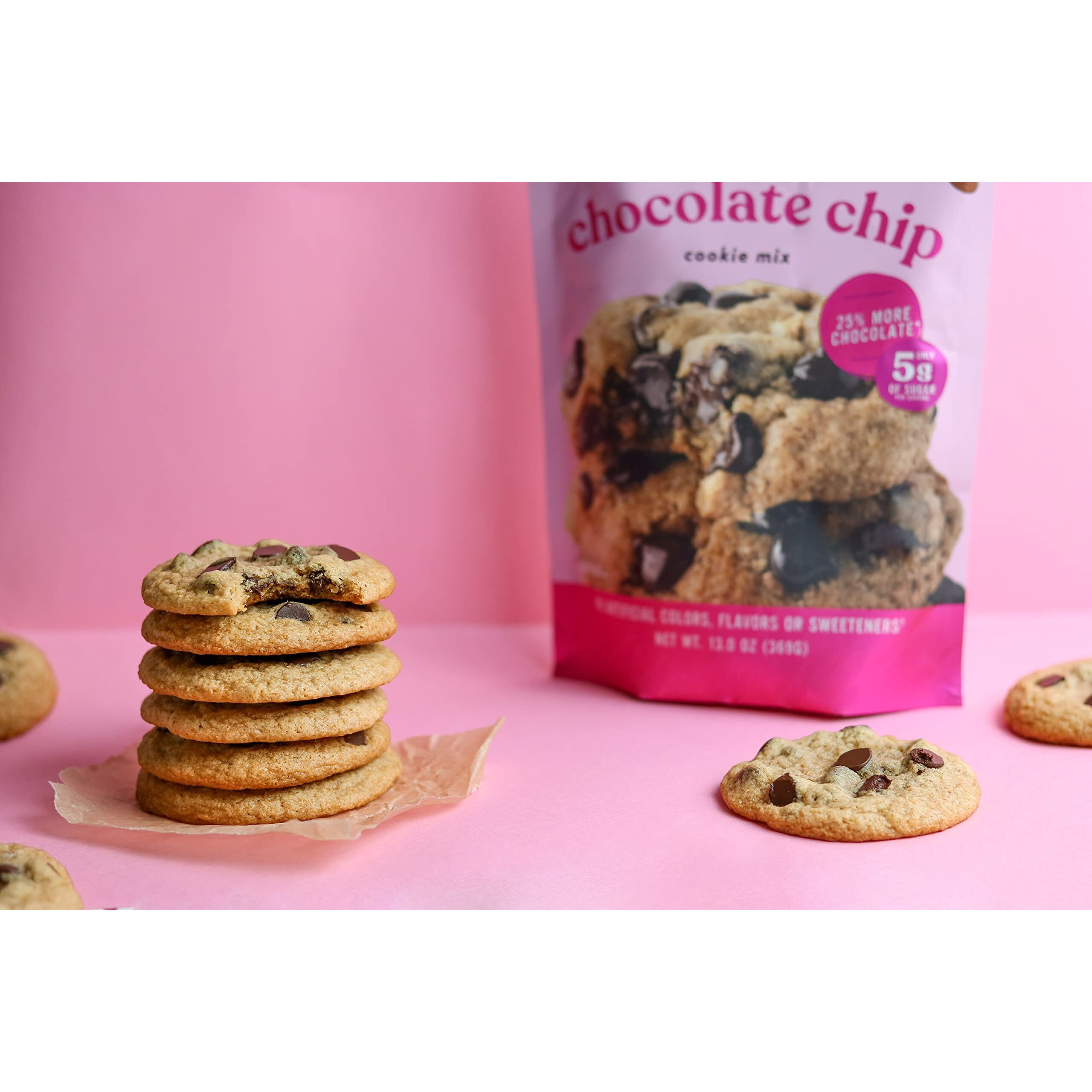 Miss Jones Baking Gluten-Free Chocolate Chip Cookie Mix - More Chocolate Chips, 50% Lower Sugar, Naturally Sweetened Desserts & Treats, 13 Ounce (Pack Of 6)