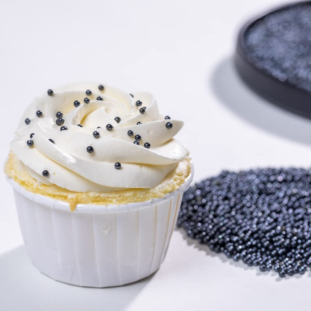 Black Sprinkles Edible Pearl 2Mm 130G 4.6Oz Christmas Cake Sprinkles,Cookie Sprinkles,Baking Sugar Pearl, Edible Candy Pearls For Cake Cupcake Decorationg 2Mm (Black)