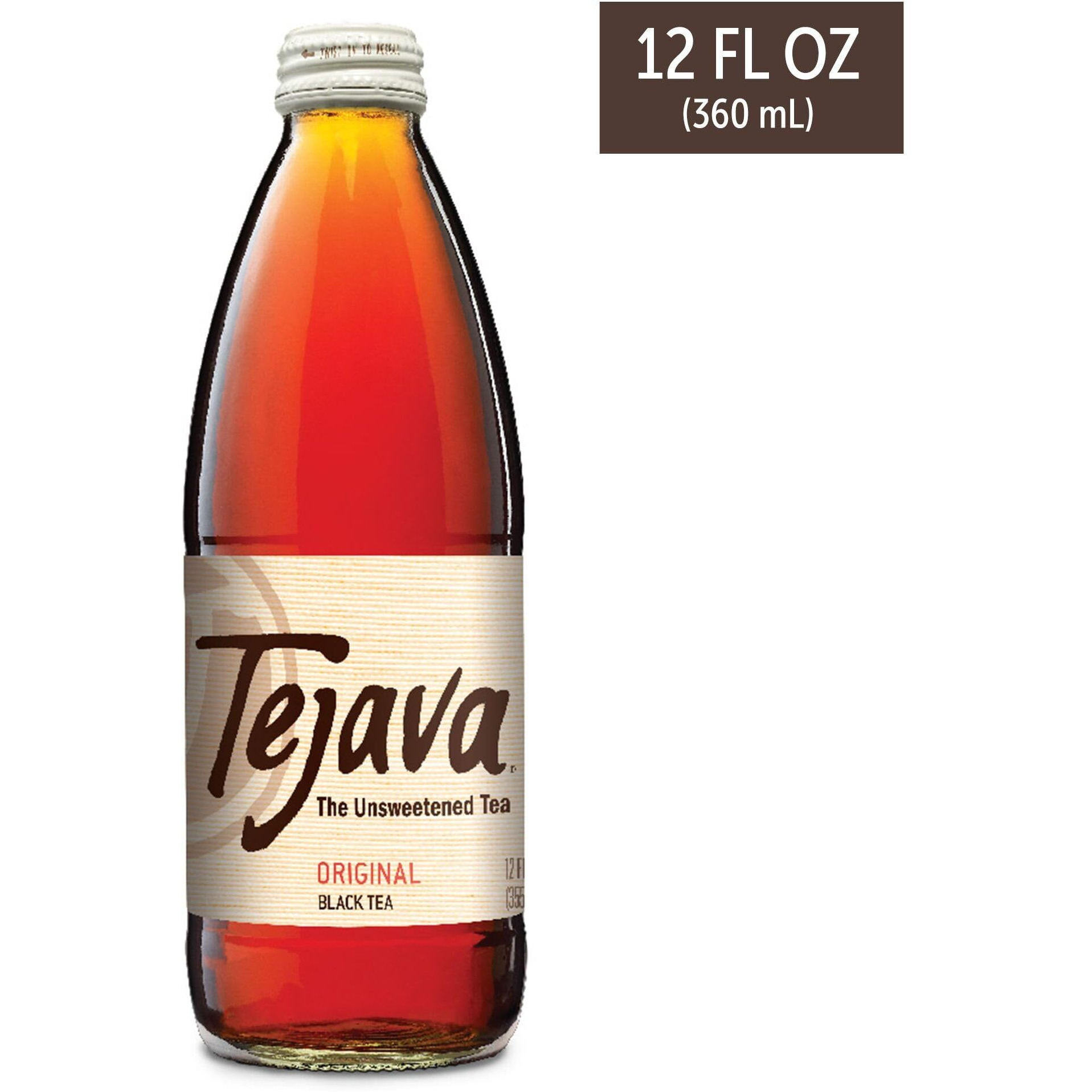 Tejava Original Unsweetened Black Iced Tea, 4 Pack, 12Oz Glass Bottles, Non-Gmo, Kosher, No Sugar Or Sweeteners, No Calories, No Preservatives, Brewed In Small Batches