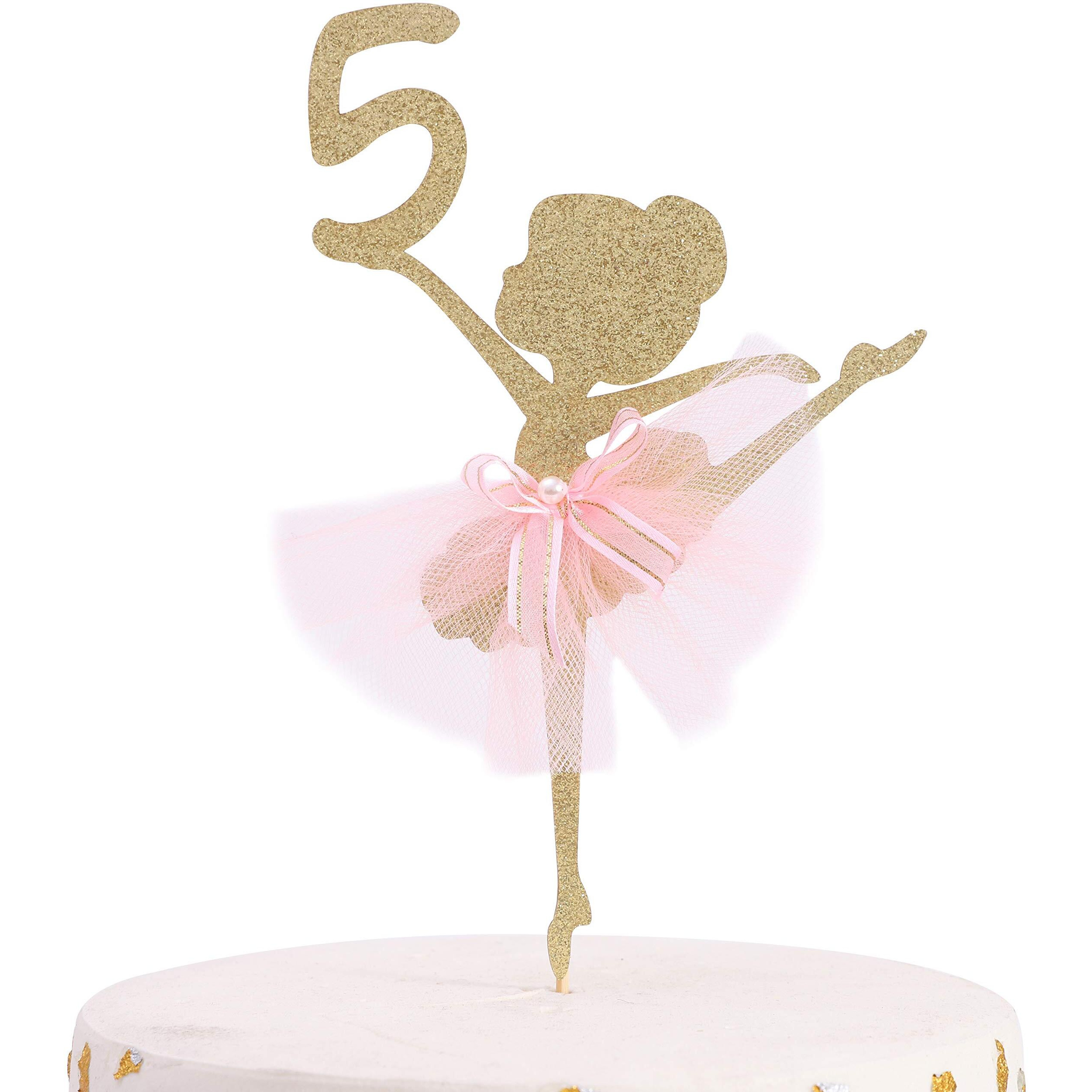 Ballet Cake Topper 1 To 5 Years Old - Ballerina, Birthday Cake Topper, Ballet Birthday Party, Dancing Princess Birthday Party, Birthday Party Cake Decoration, Studio Photo Props,. (Ballerina 5)