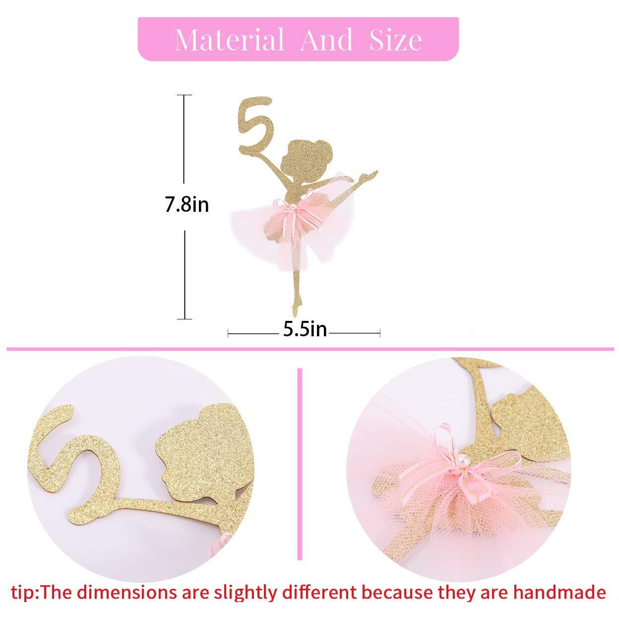 Ballet Cake Topper 1 To 5 Years Old - Ballerina, Birthday Cake Topper, Ballet Birthday Party, Dancing Princess Birthday Party, Birthday Party Cake Decoration, Studio Photo Props,. (Ballerina 5)