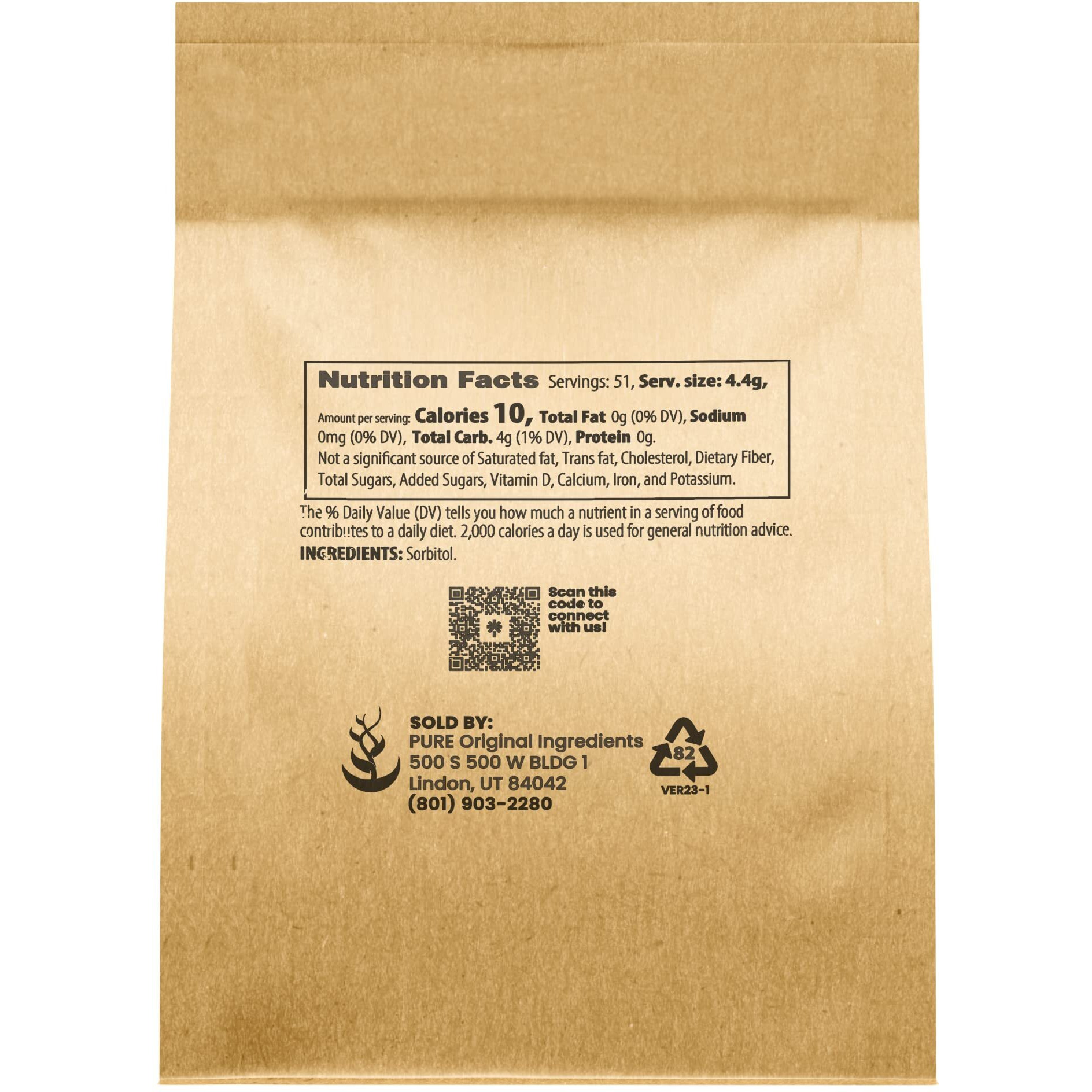 Pure Original Ingredients Sorbitol Powder (8 Oz) Low Calorie Sweetener, Sugar Substitute, Thickening Agent