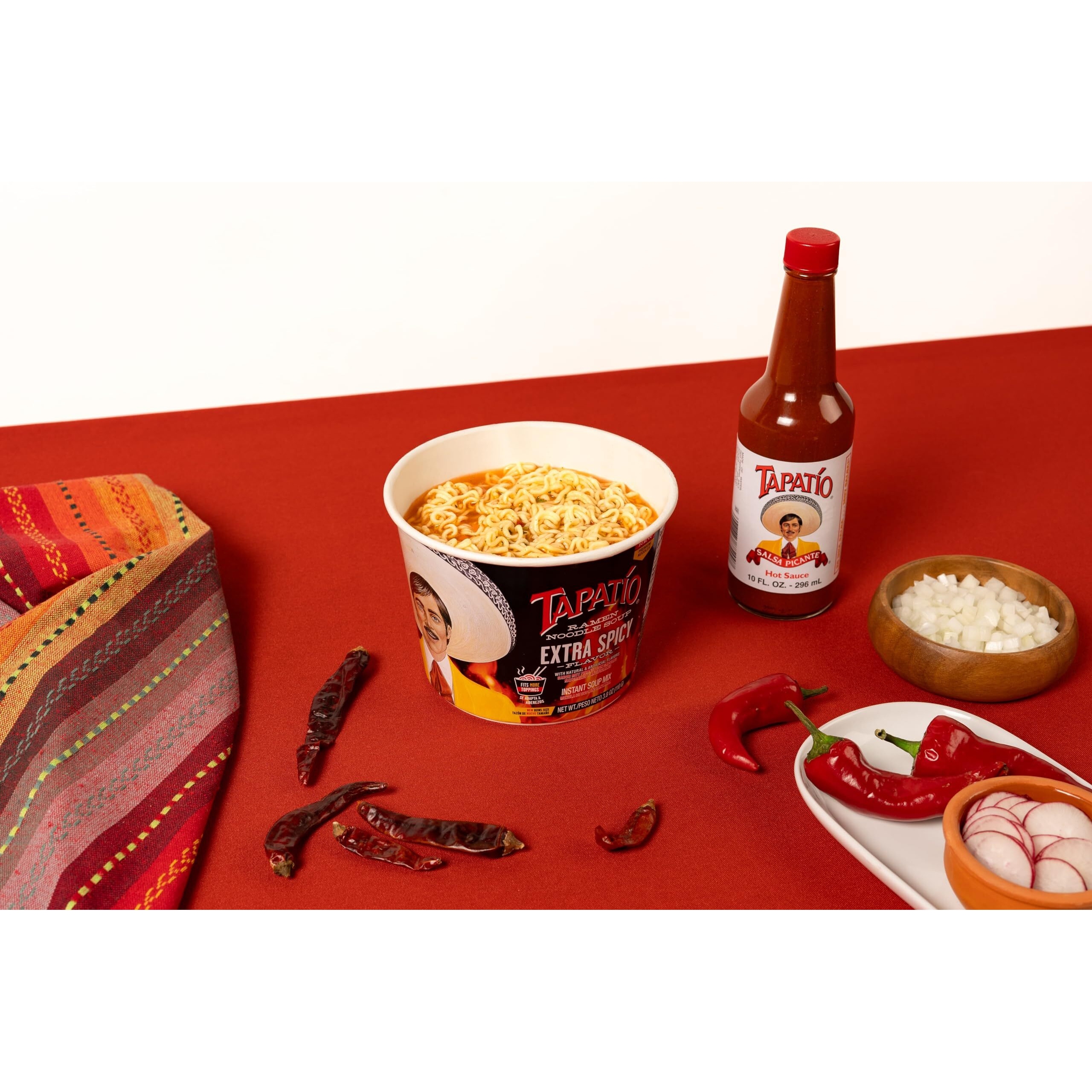 Tapatio Spicy Ramen Noodle Soup Big Bowl - Extra Spicy Flavor - 3.88 Oz (Bulk Case Of 6)