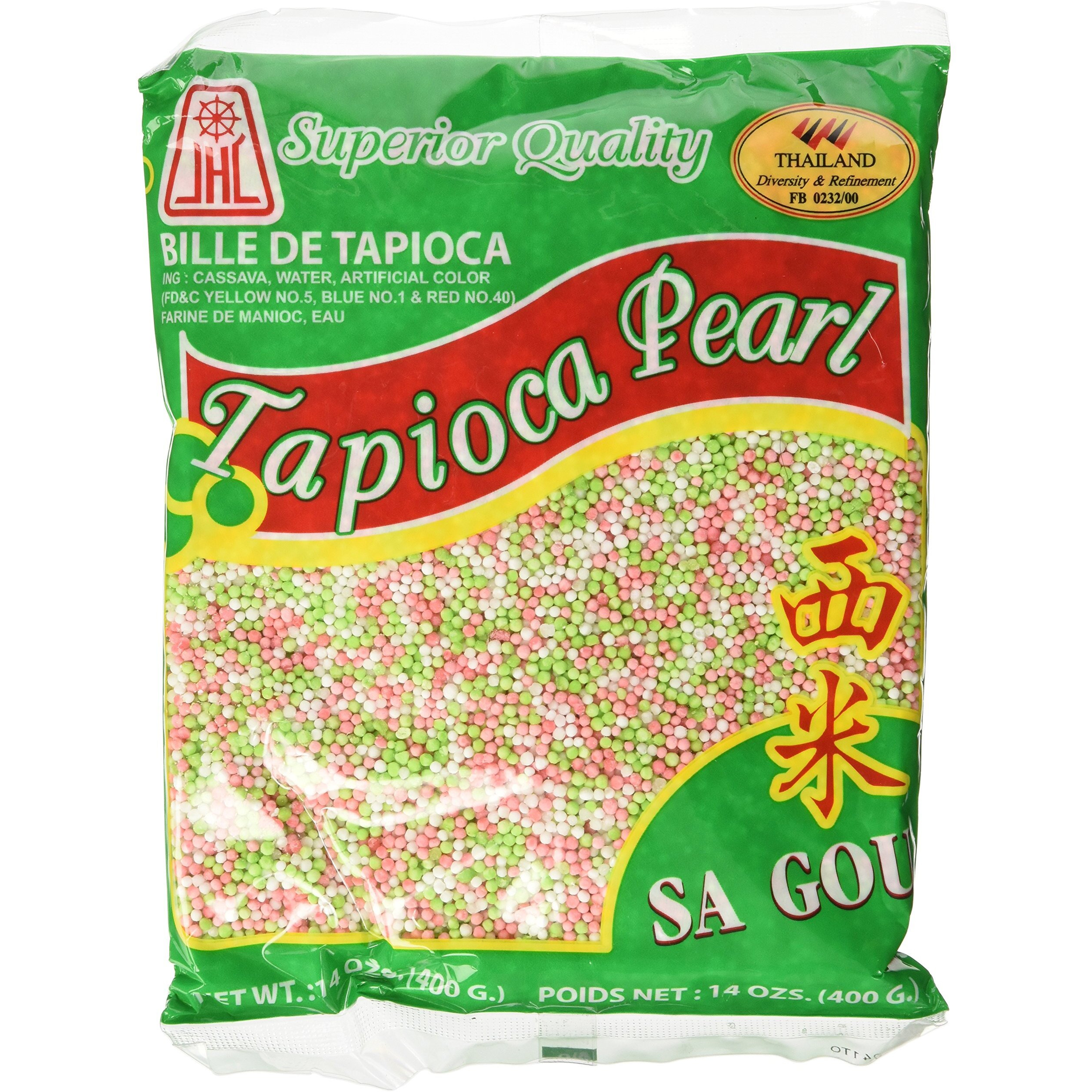 Tapioca Pearls, Tapioca Balls, Tapioca Pearls Small 14 Oz. Bags, Made From Cassava, Gluten-Free (3 Pack) (Rainbow)