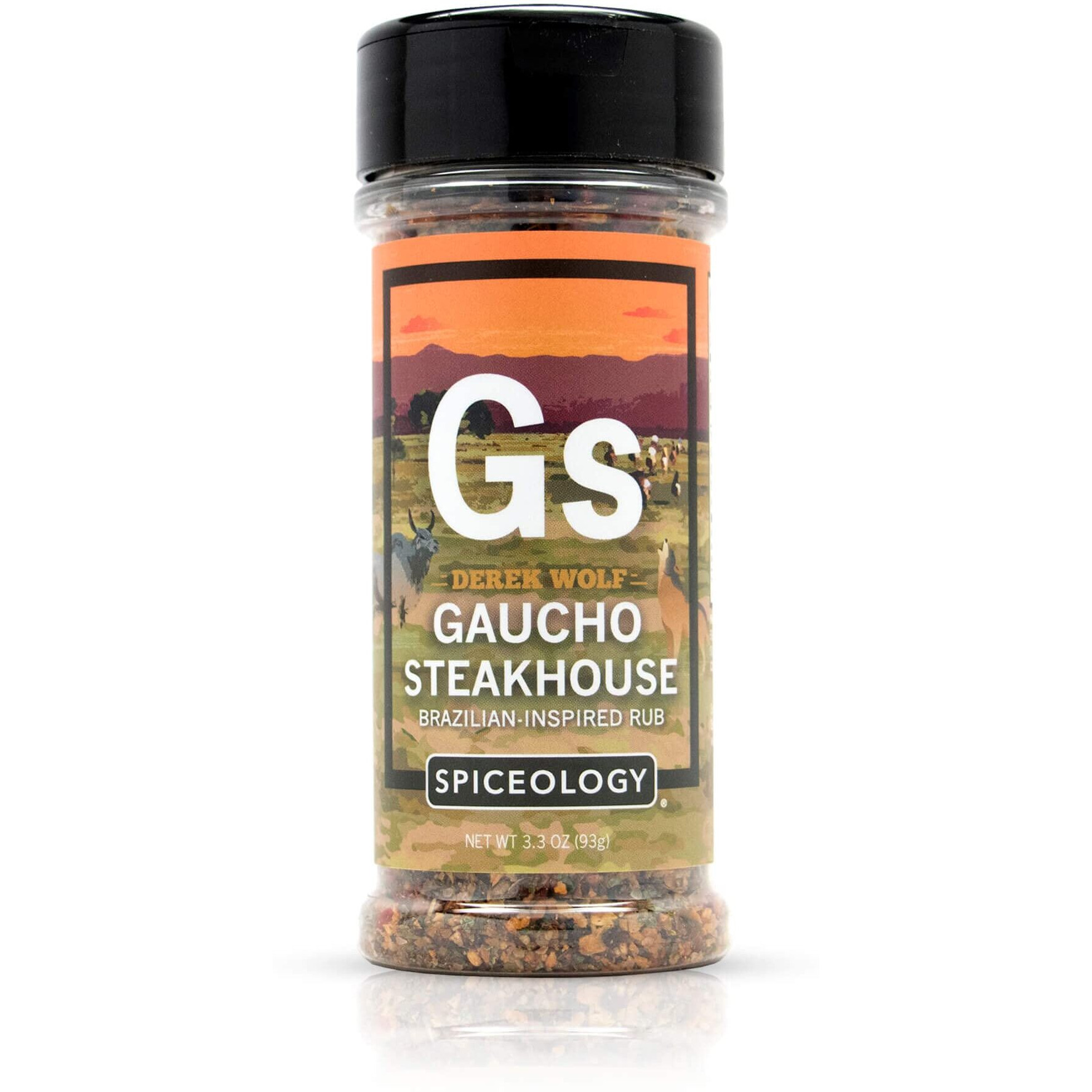 Spiceology & Derek Wolf - Gaucho Steakhouse - Brazilian-Inspired Steak Rub - Barbeque Seasoning Blends - Use On Steak, Chicken, Wings, Salmon, Venison, Potatoes, Pork, And Vegetables - 3.3 Oz