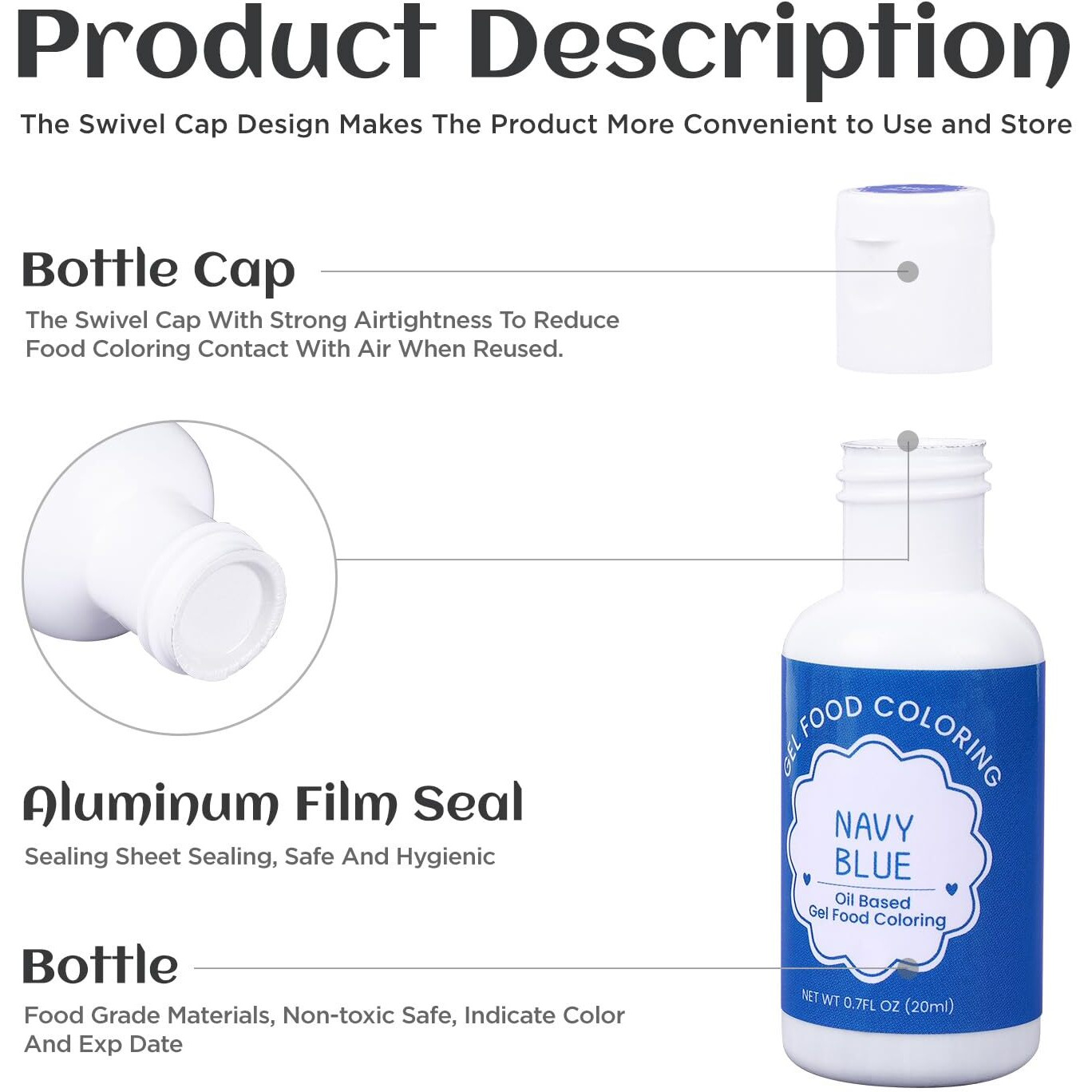 Oil Based Food Coloring For Chocolate, 20Ml Edible Black Oil Based Food Coloring Gel For Cake Decorating, Sugar, Candy Melts, Baking, Cookies, Icing Frosting, Meringues, Cream- 0.7 Fl. Oz(Black)