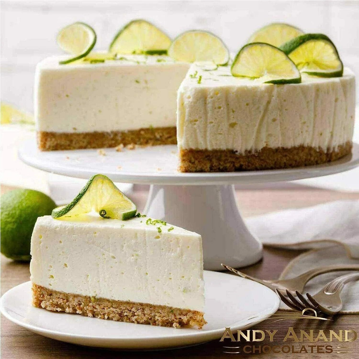 Andy Anand's Freshly Baked Key Lime Cheesecake (9"", 2 Lb) A Decadent Delight Made With Real California Cream Cheese & All-Natural Ingredients - Experience Pure Bliss With Every Bite