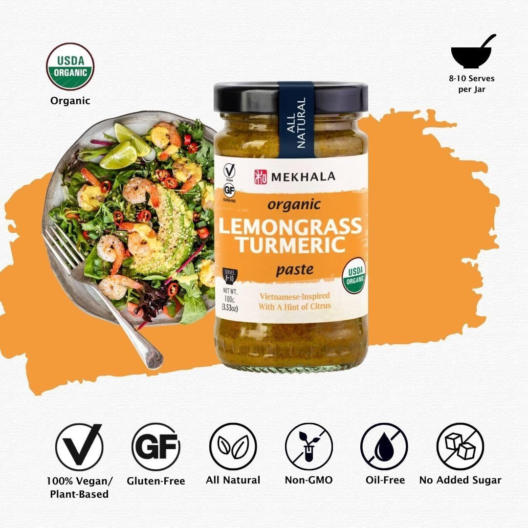 Mekhala Organic Gluten Free Curry Paste Value 3-Pack (3X3.5Oz) (Lemongrass Turmeric)