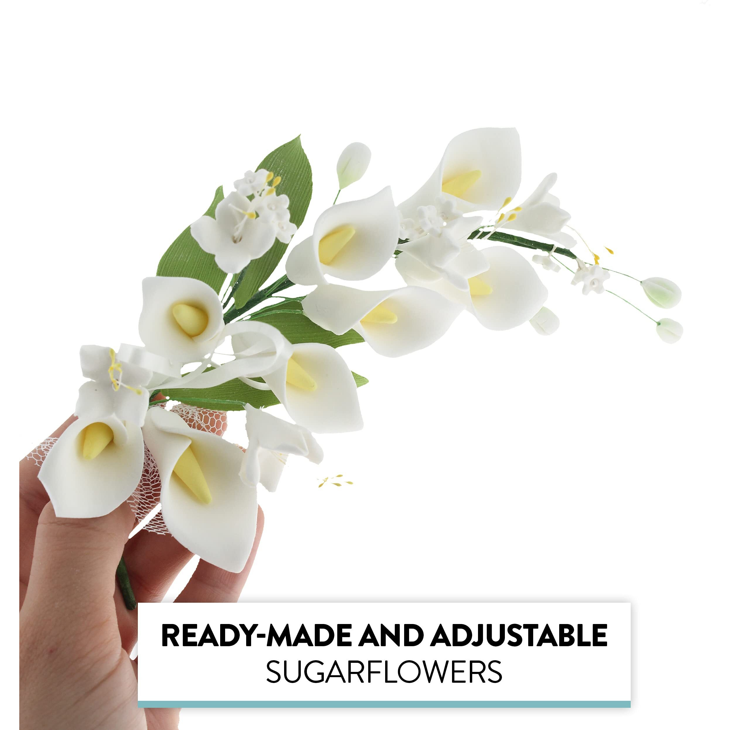 Global Sugar Art Calla Lily Cascade Sugar Cake Flowers Cake Topper Spray, White, 1Count By Chef Alan Tetreault