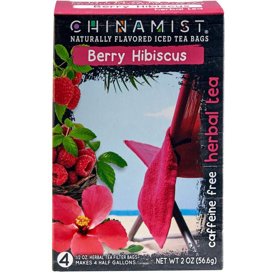 China Mist Iced Tea - Berry Hibiscus Herbal Tea Infusion - Refreshing And Delicious - Each Tea Bag Yields 1/2 Gallon - 4 Bags.