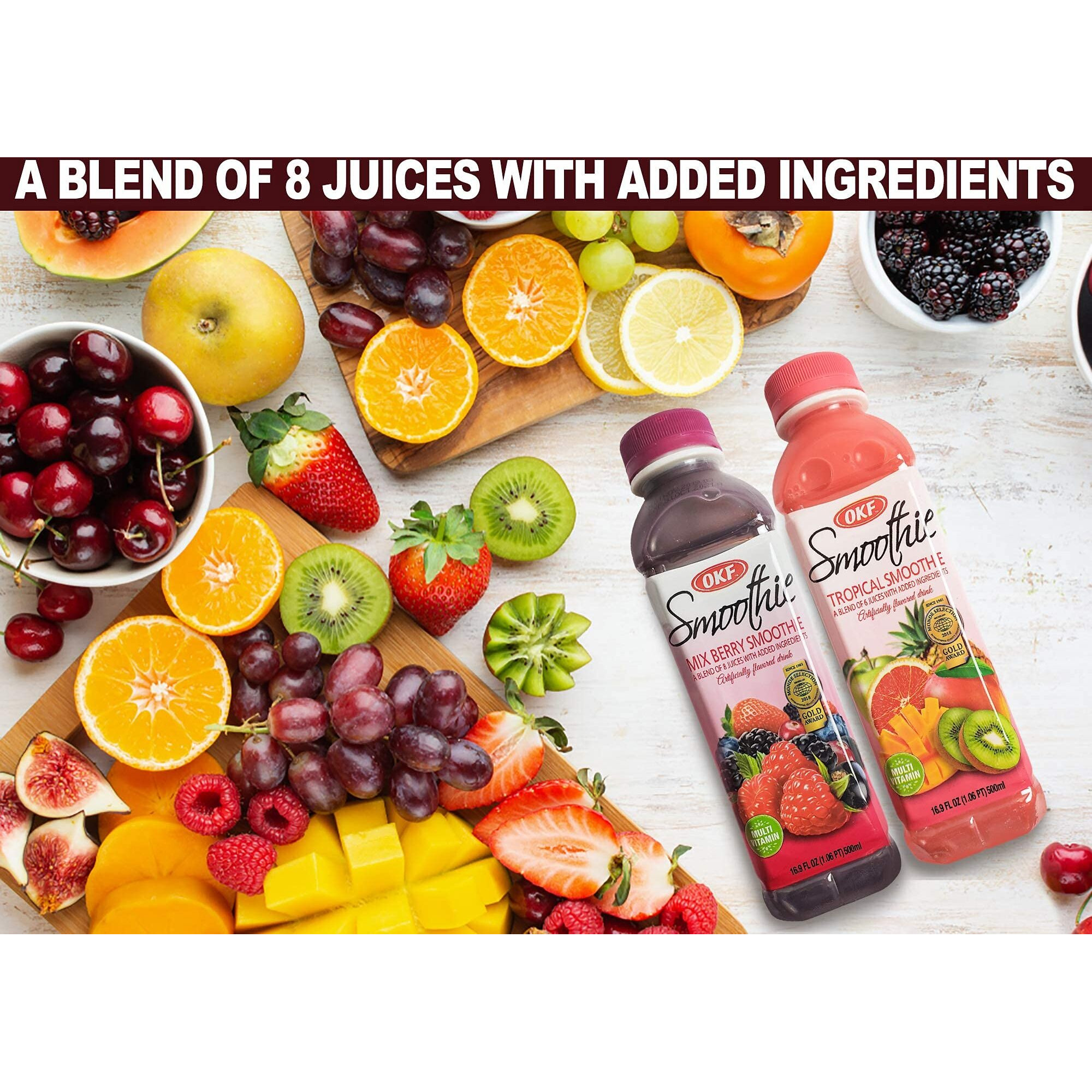 Okf Smoothie, Multi Vitamin Premium New Drink, 16.9 Fluid Ounce (7 Flavor Variety Pack, 20 Pack)