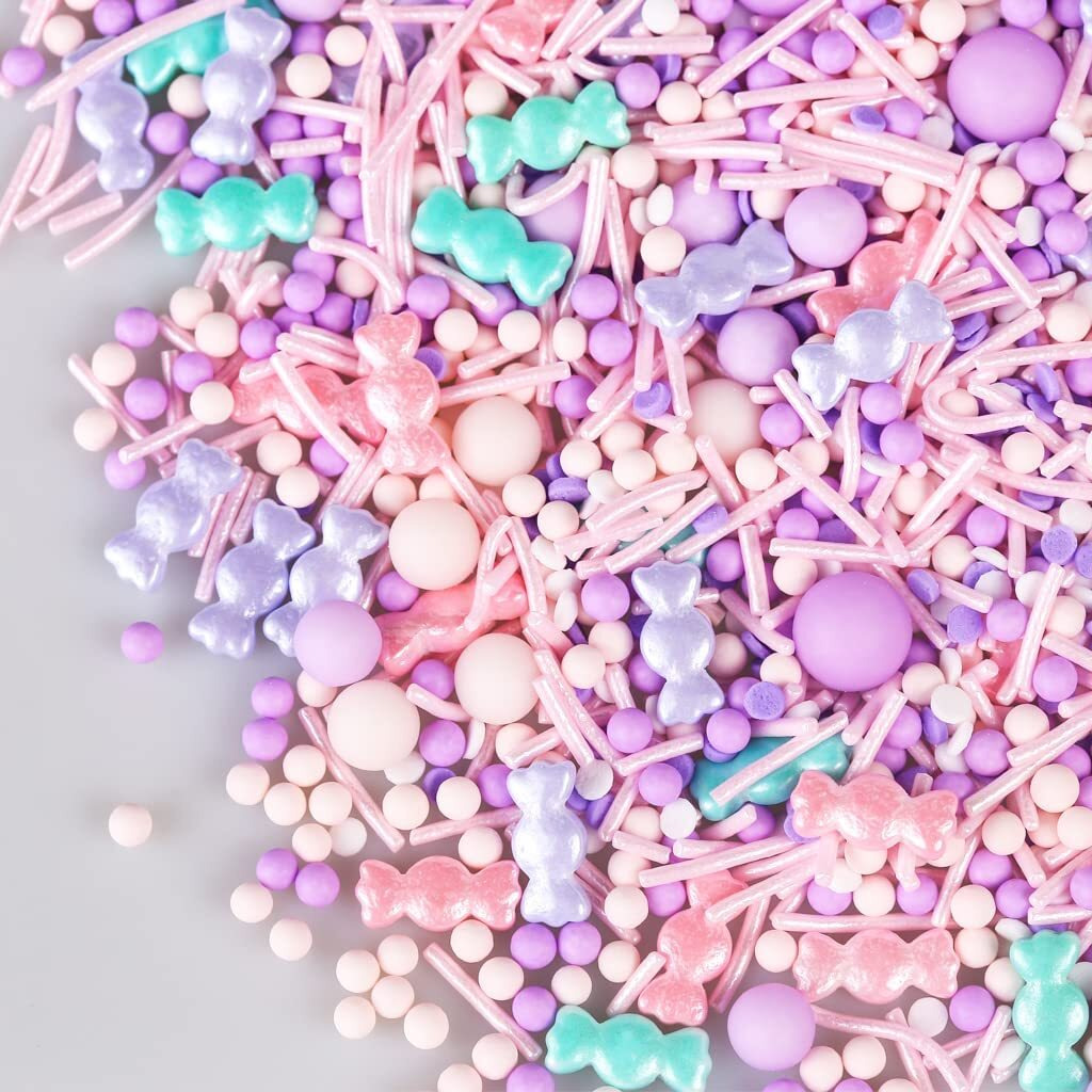Edible Candy Sprinkles For Cake Decorating 7Ounce Cupcakes Sprinkles, Cake Decorations, Ice Cream, Cookie Candy Desserts Topper - Pink Purple Jimmies, Pastel Sugar Pearls, Confetti