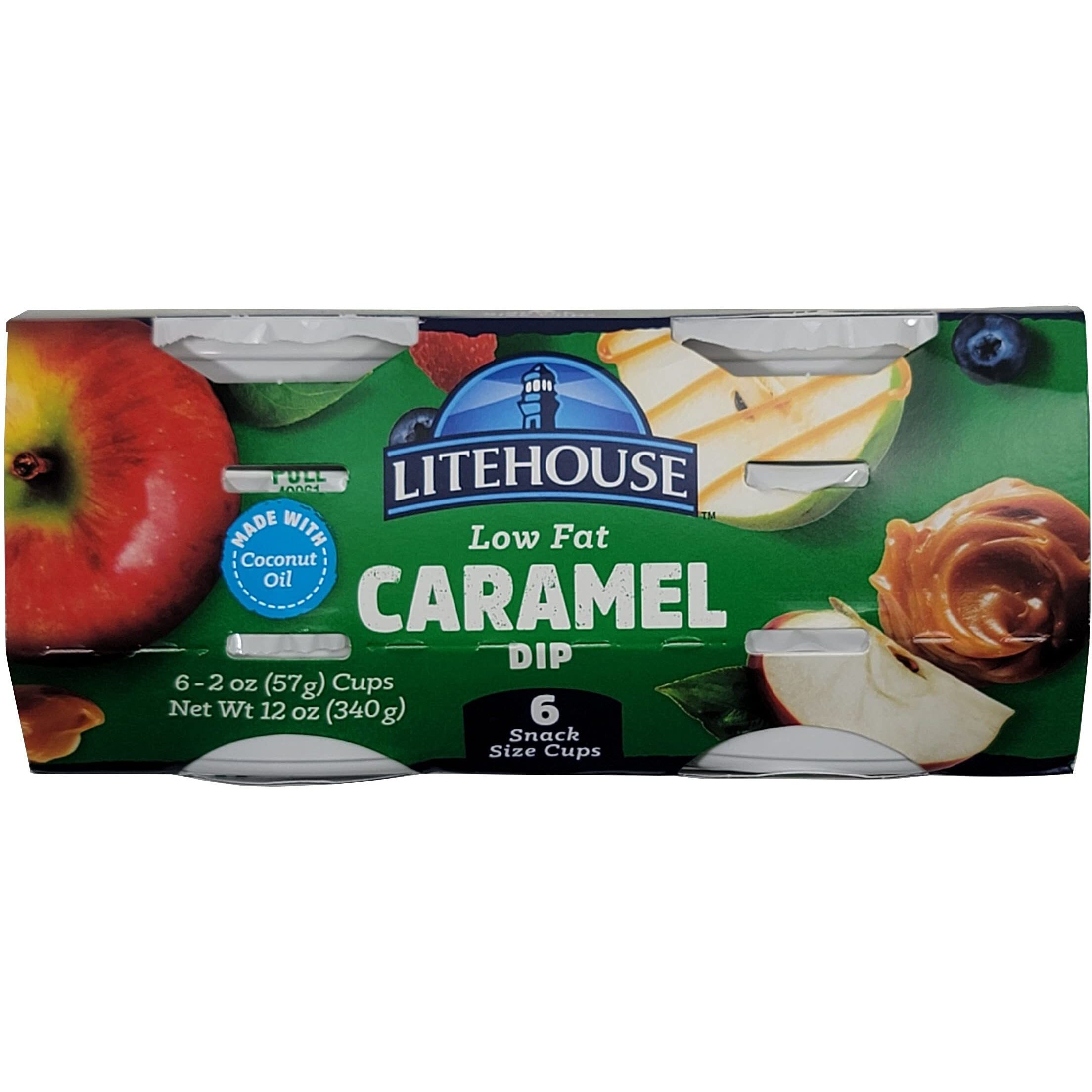 Litehouse Low Fat Caramel Dip - Individual Caramel Dip For Apples, Caramel Dipping Cups, Caramel Snack Dip, Gluten-Free, Vegetarian, Made With Real Butter & Coconut Oil - 6 Pack Of 2 Oz Single Cups