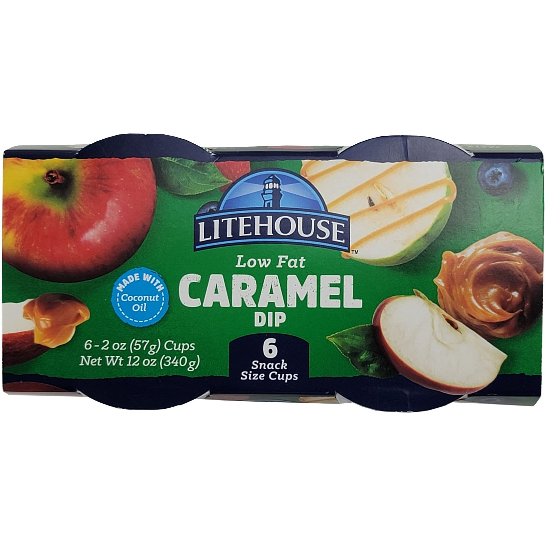 Litehouse Low Fat Caramel Dip - Individual Caramel Dip For Apples, Caramel Dipping Cups, Caramel Snack Dip, Gluten-Free, Vegetarian, Made With Real Butter & Coconut Oil - 6 Pack Of 2 Oz Single Cups