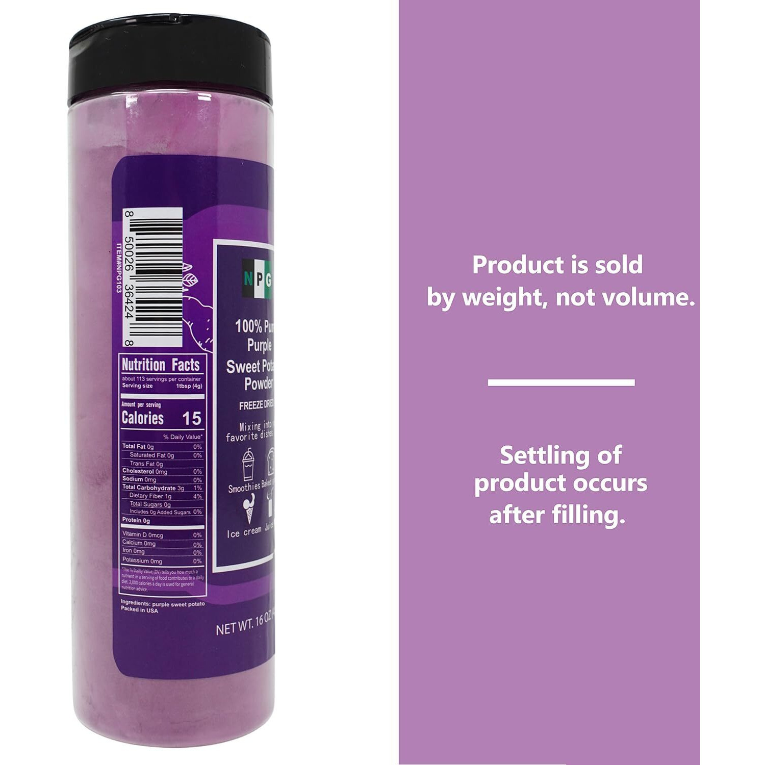 Npg 100% Pure Purple Sweet Potato Powder (Purple Yam Ube) 16 Ounces, All Natural Purple Dry Food Coloring Powder For Baking, Smoothies, Pasta, Tortillas, Vegan Gluten Free Non-Gmo