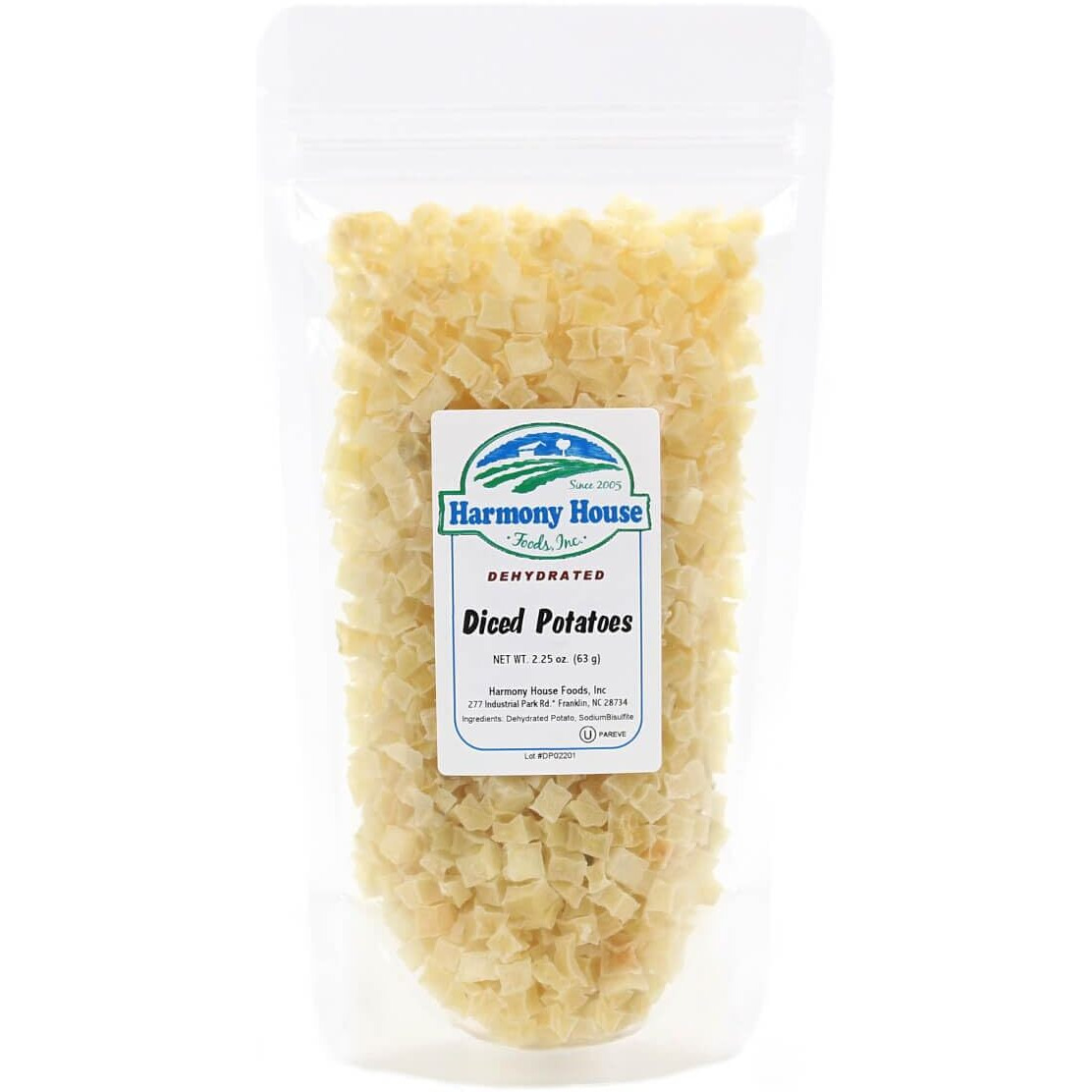 Harmony House Foods Dehydrated Diced Potatoes - Dried Potato Pieces, For Hash Browns, Stews, Soups, Home Fries, And More, 2.25 Ounces
