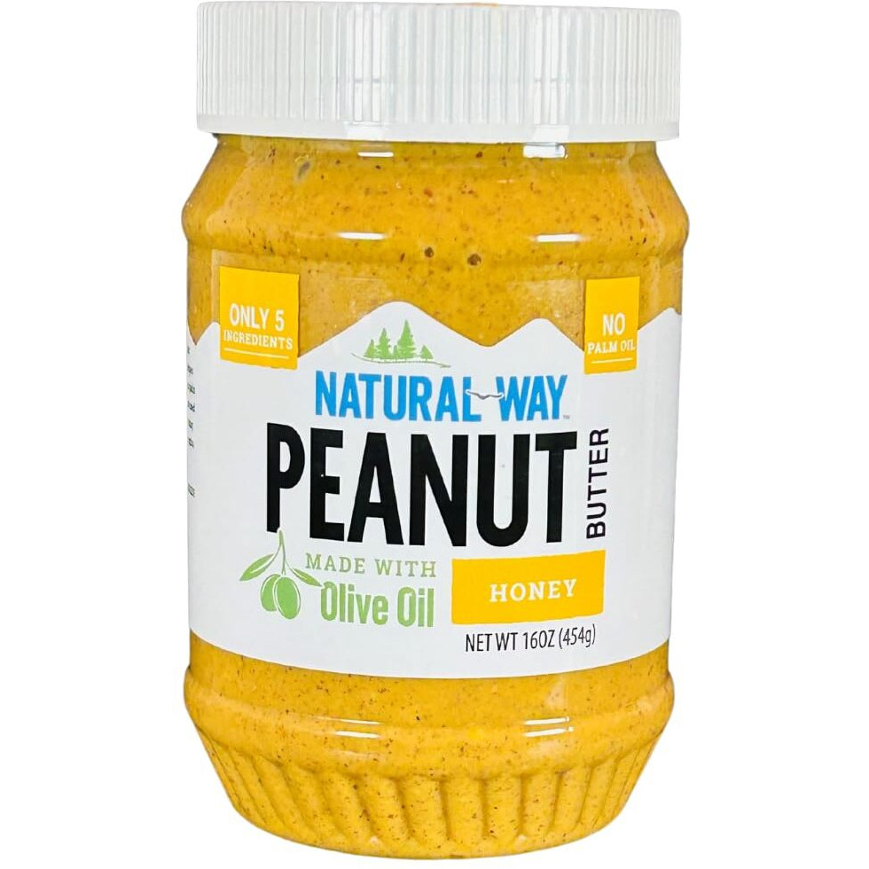 Natural Way Peanut Butter, Honey, (1) 16 Ounce Jar - Made With Olive Oil, No Hydrogenated Oils, Non-Gmo, Gluten Free