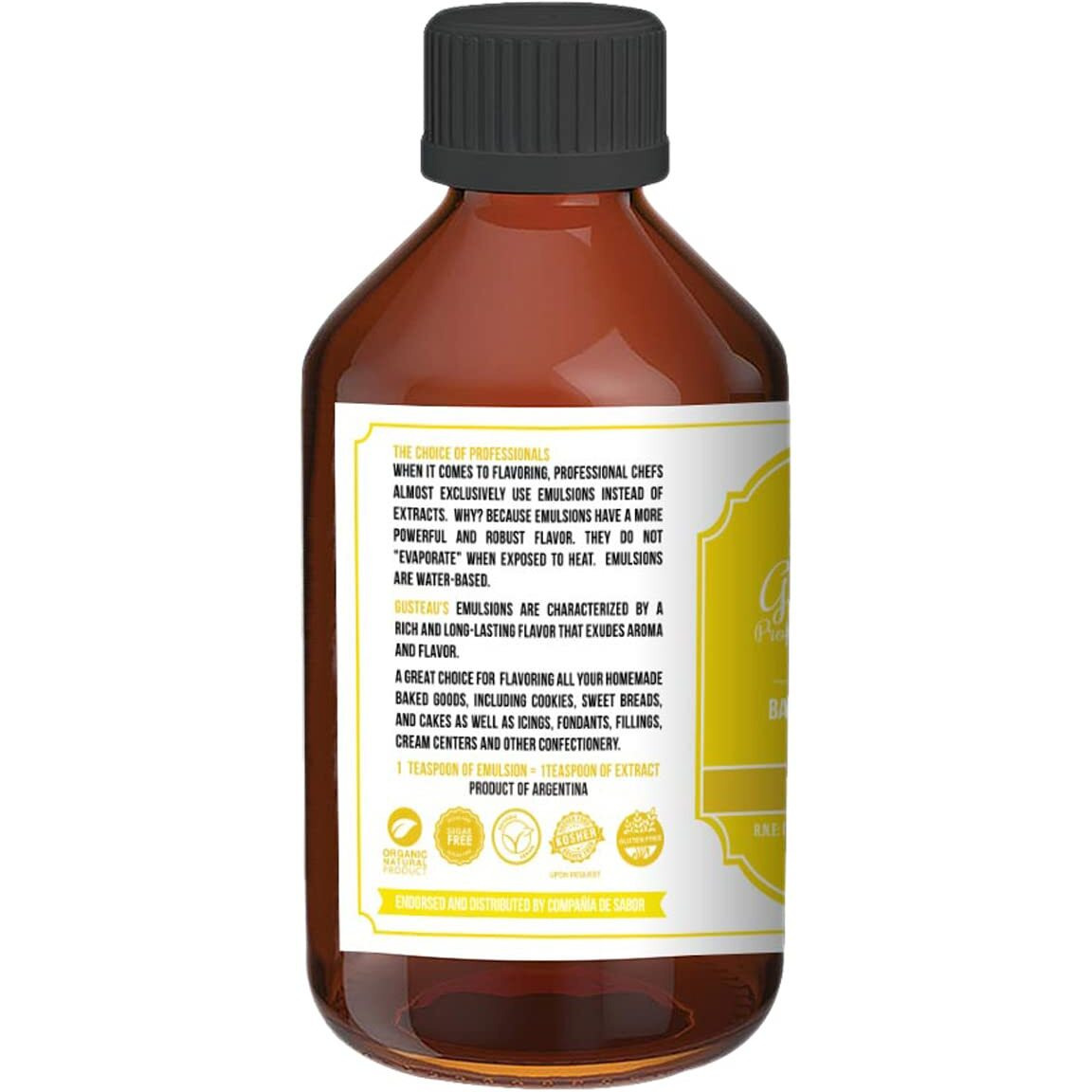 Gusteau's - Lemon Flavor Bakery Emulsion, 4 Fl Oz (100Ml) Alcohol Free, Sugar Free, Kosher (Lemon)