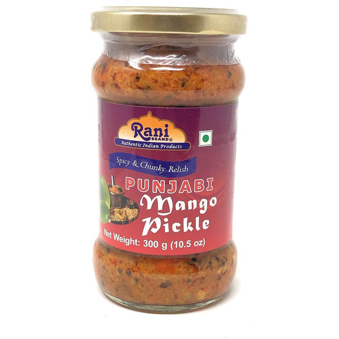 Rani Punjabi Mango Pickle Mild (Achar, Indian Relish) 10.5Oz (300G) Glass Jar ~ Vegan | Gluten Free | Non-Gmo | Kosher | No Colors | Popular Indian Condiment, Indian Origin