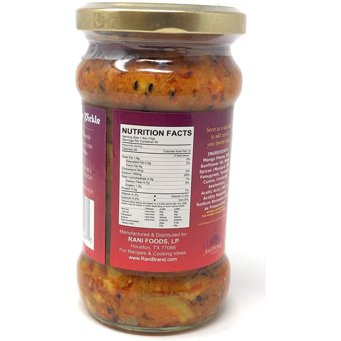 Rani Punjabi Mango Pickle Mild (Achar, Indian Relish) 10.5Oz (300G) Glass Jar ~ Vegan | Gluten Free | Non-Gmo | Kosher | No Colors | Popular Indian Condiment, Indian Origin