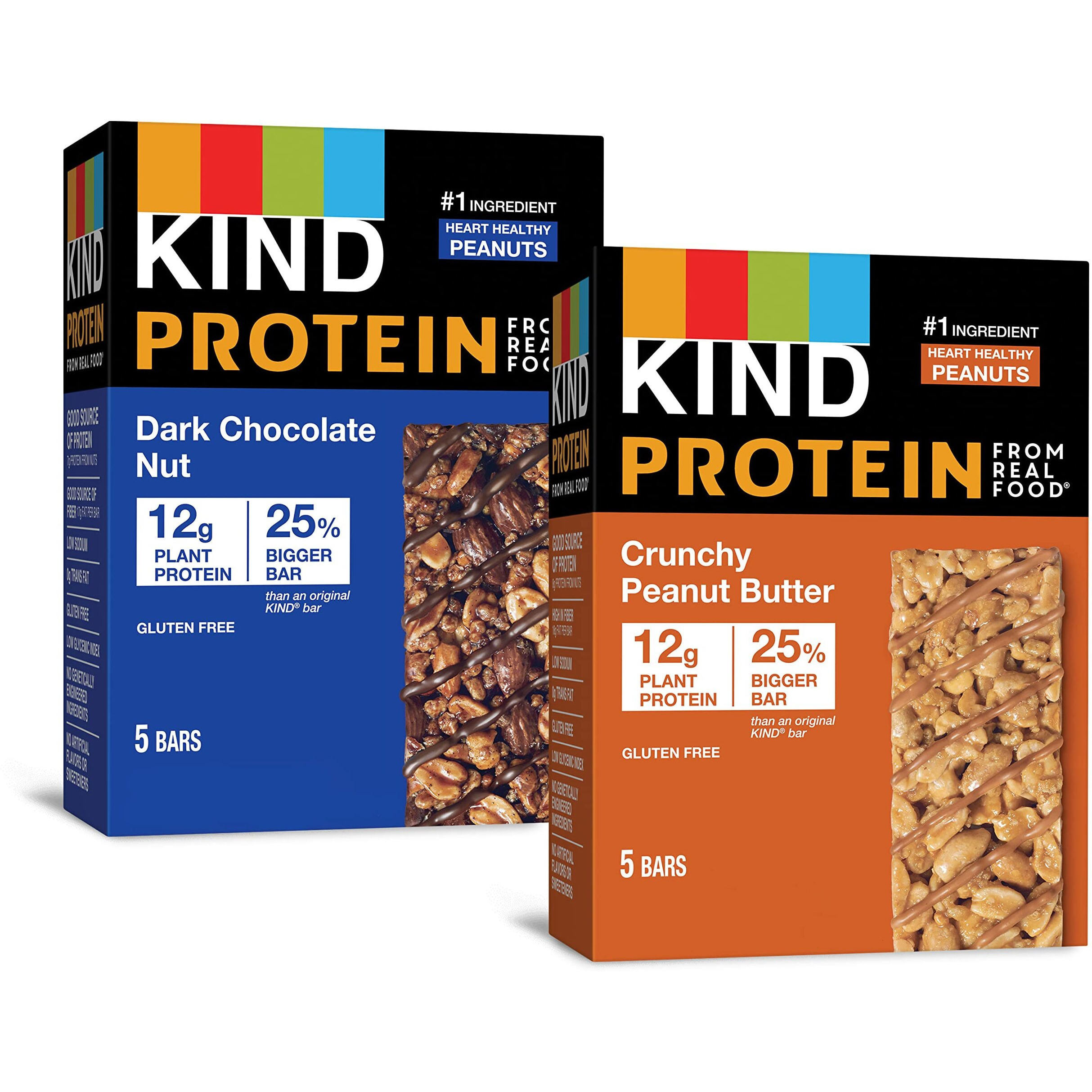 Kind Protein Bars, Variety Pack, Dark Chocolate Nut, Crunchy Peanut Butter, Healthy Snacks, 10 Count