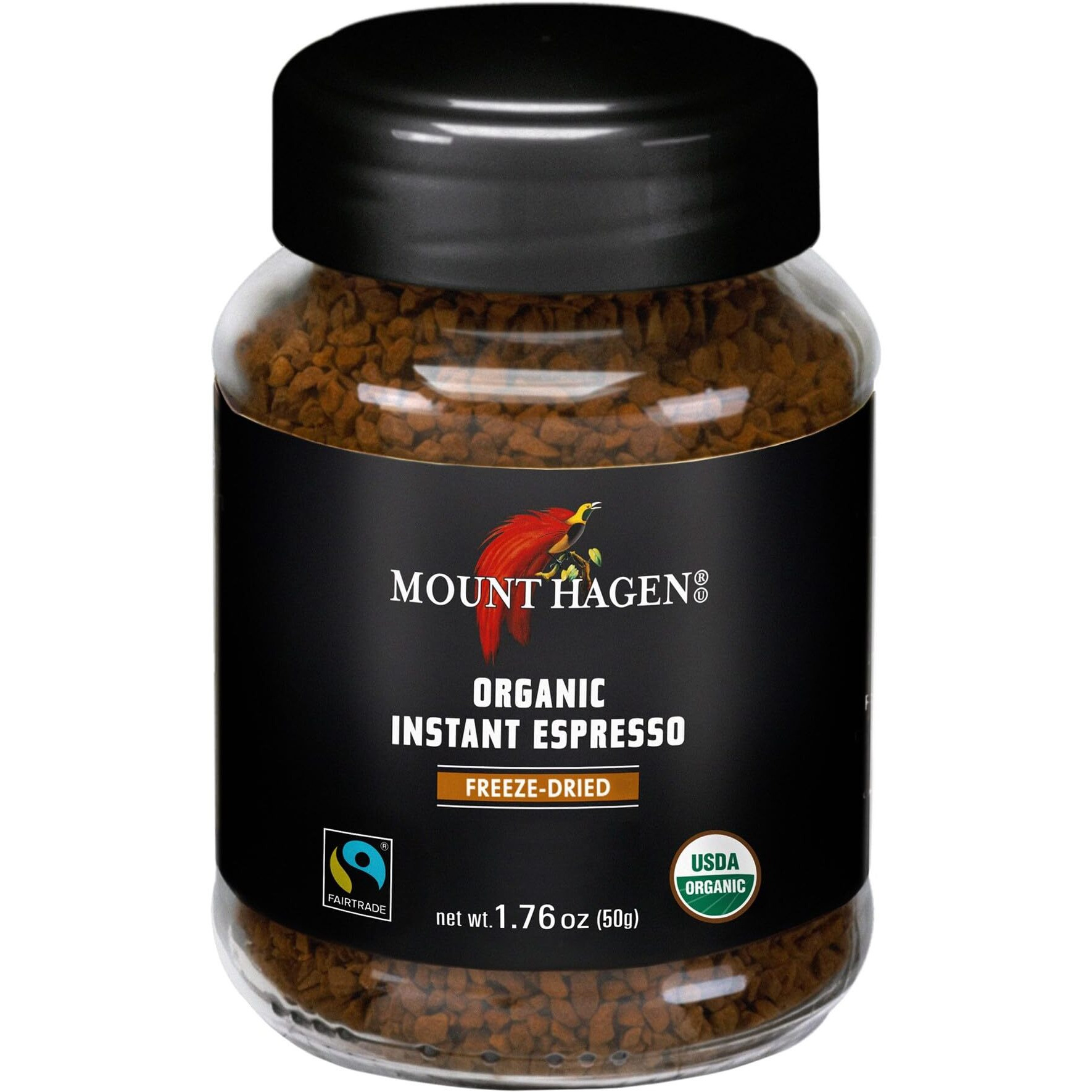 Mount Hagen Instant Espresso Coffee, Eco-Friendly Organic Espresso Coffee Made From Medium Roast Arabica Beans, Freeze Dried Instant Coffee, Fair-Trade, Kosher, 1.76Oz Jar