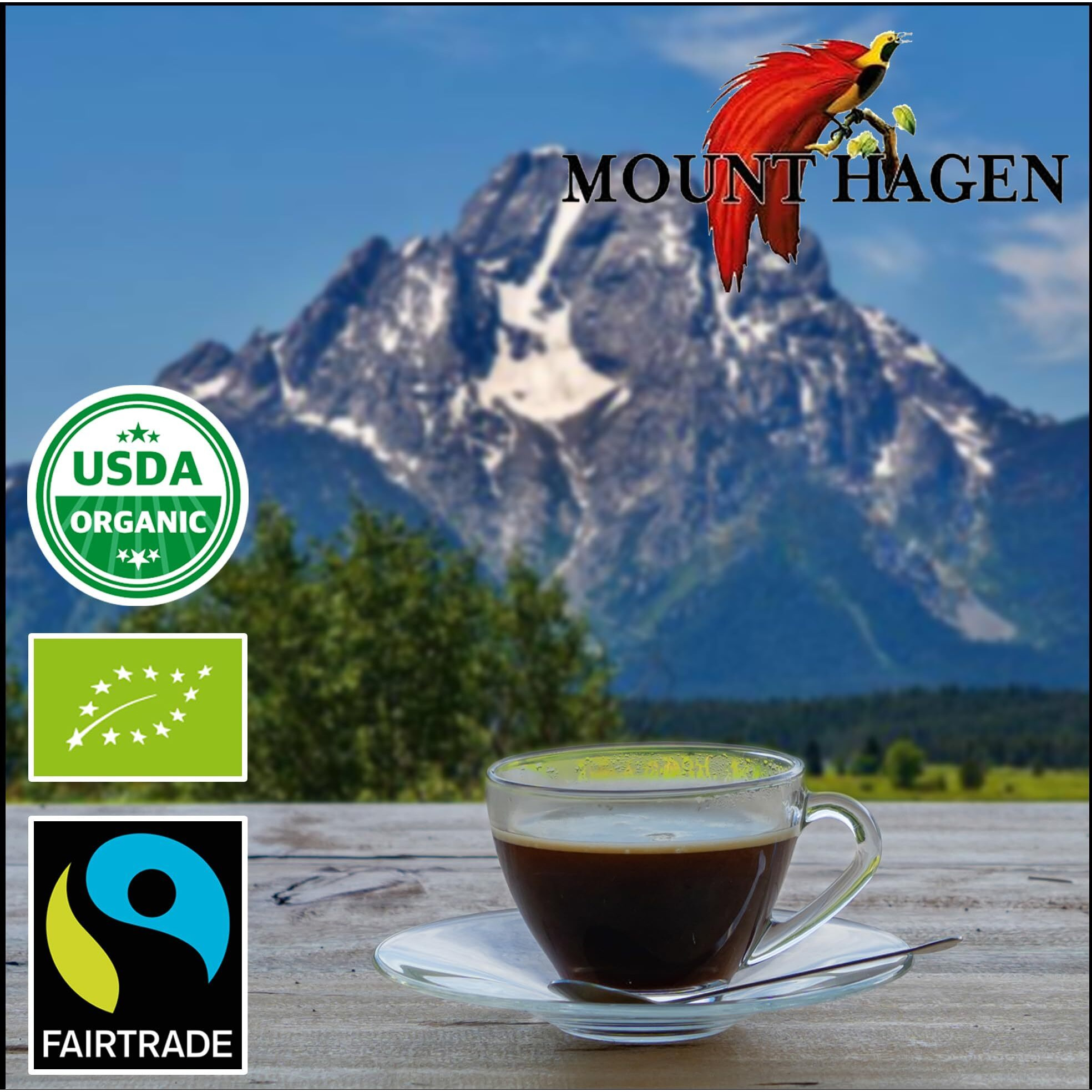 Mount Hagen Instant Espresso Coffee, Eco-Friendly Organic Espresso Coffee Made From Medium Roast Arabica Beans, Freeze Dried Instant Coffee, Fair-Trade, Kosher, 1.76Oz Jar