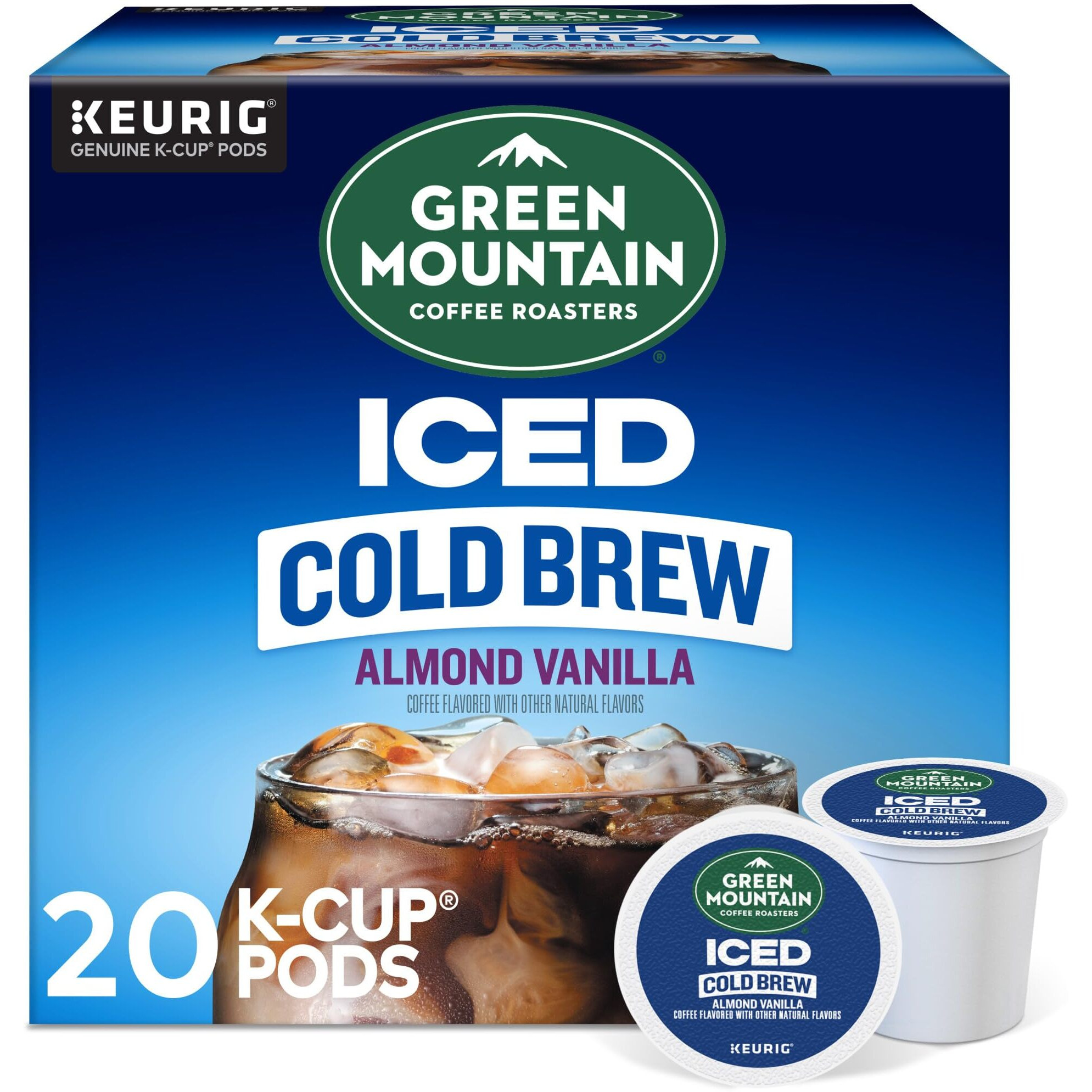 Green Mountain Coffee Roasters Almond Vanilla Iced Cold Brew Coffee, Single Serve Keurig K-Cup Pods, 20-Count Box