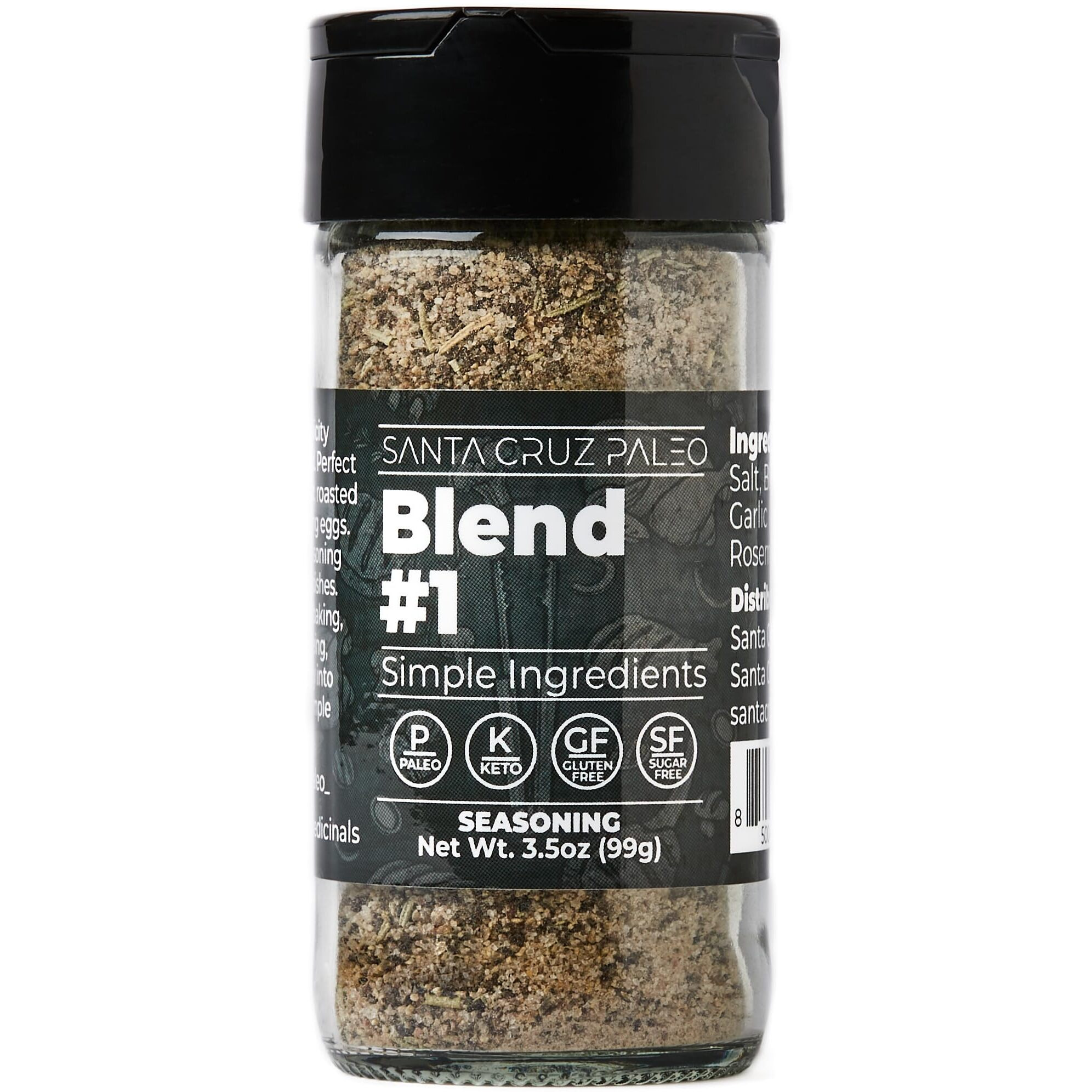 Santa Cruz Paleo Seasoning (Blend 1), Gluten Free, Keto, Sugar Free, And Paleo, Garlic, Sea Salt, Rosemary, And Black Pepper, All Purpose Spice Blend Seasonings For Cooking, Grilling, 3.5 Oz