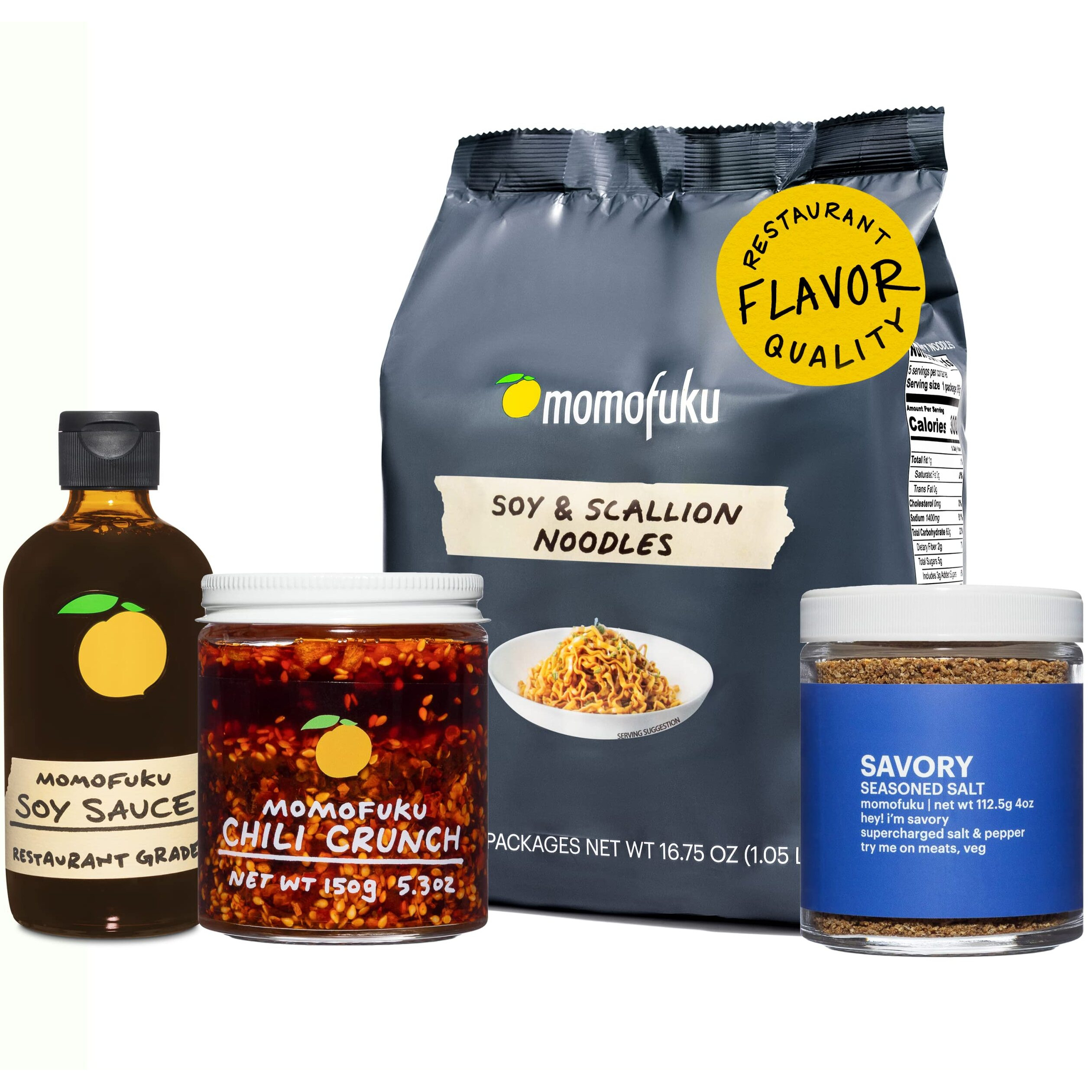 Momofuku Original Starter Pack By David Chang, Contains Original Chili Crunch, Soy And Scallion Ramen, Soy Sauce, And Savory Salt, Chef Made For Cooking, Asian Snacks