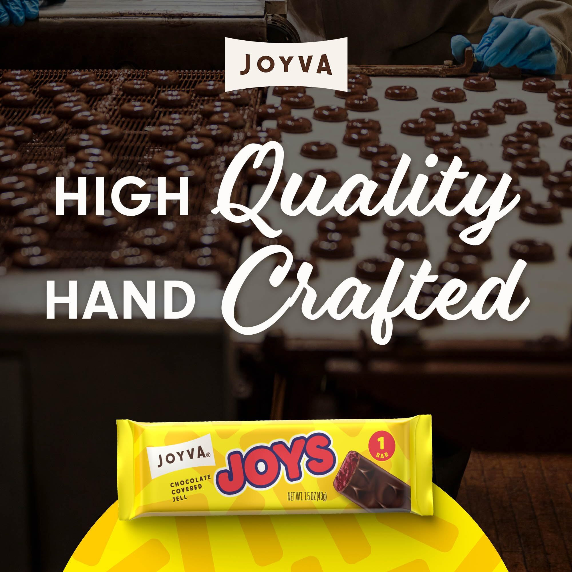 Joyva - Jell Joys | Dark Chocolate-Covered Raspberry Jelly | A Delicious Candy Bar | Vegan, Kosher/Parve, Dairy & Gluten Free | 1.5 Oz (42.5G) - Box Of 36