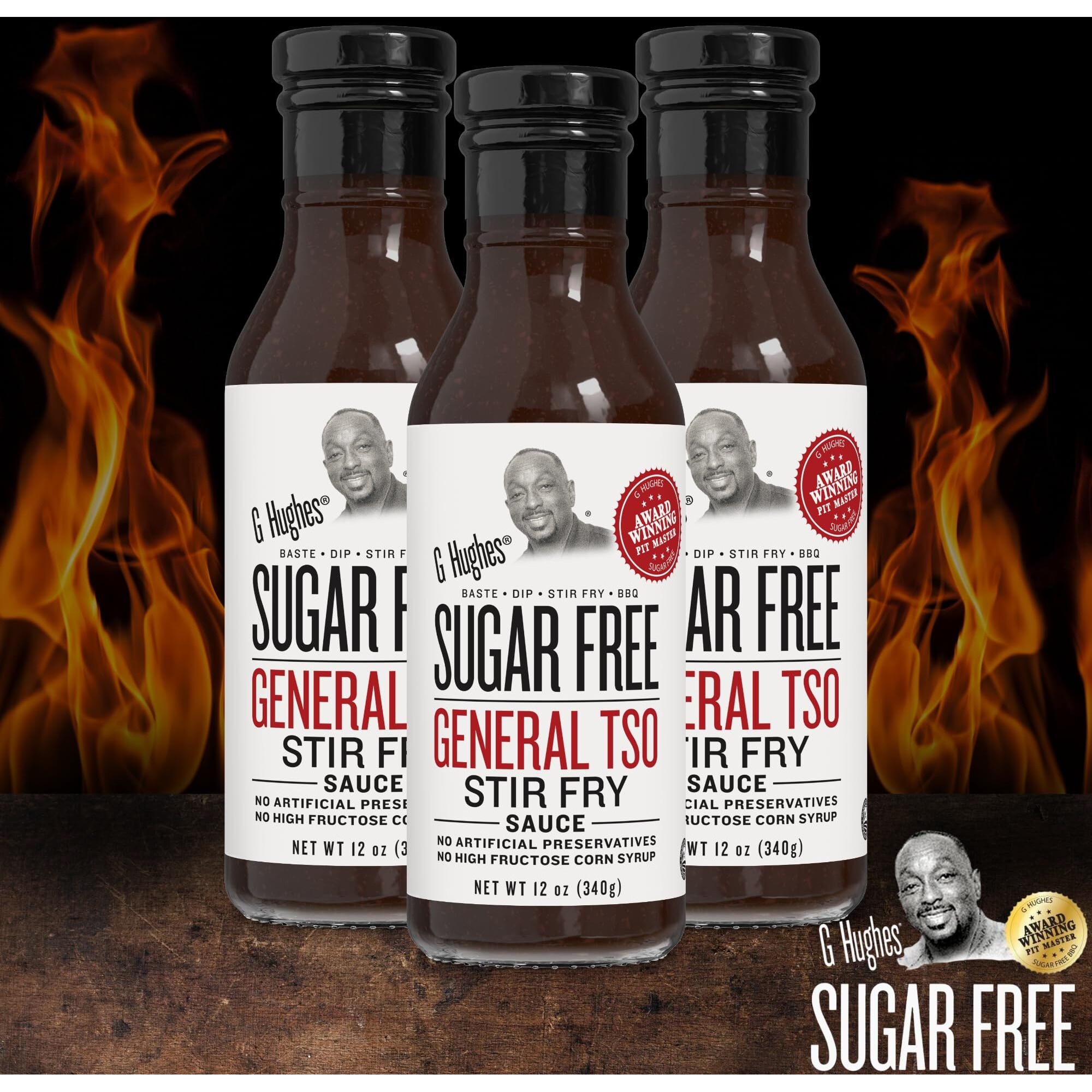 G Hughes Sugar Free, General Tso Sauce - Stir Fry Sauce, Gluten Free, No High Fructose, No Artificial Preservatives - 12 Oz (1-Pack)