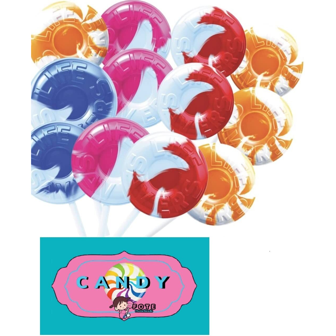 Lifesavers Swirl Lollipops 100 Count Bulk Candy Wrapped Lifesaver Swirled Suckers 4 Flavors - Includes Bonus Fote Brand Refrigertor Magnet