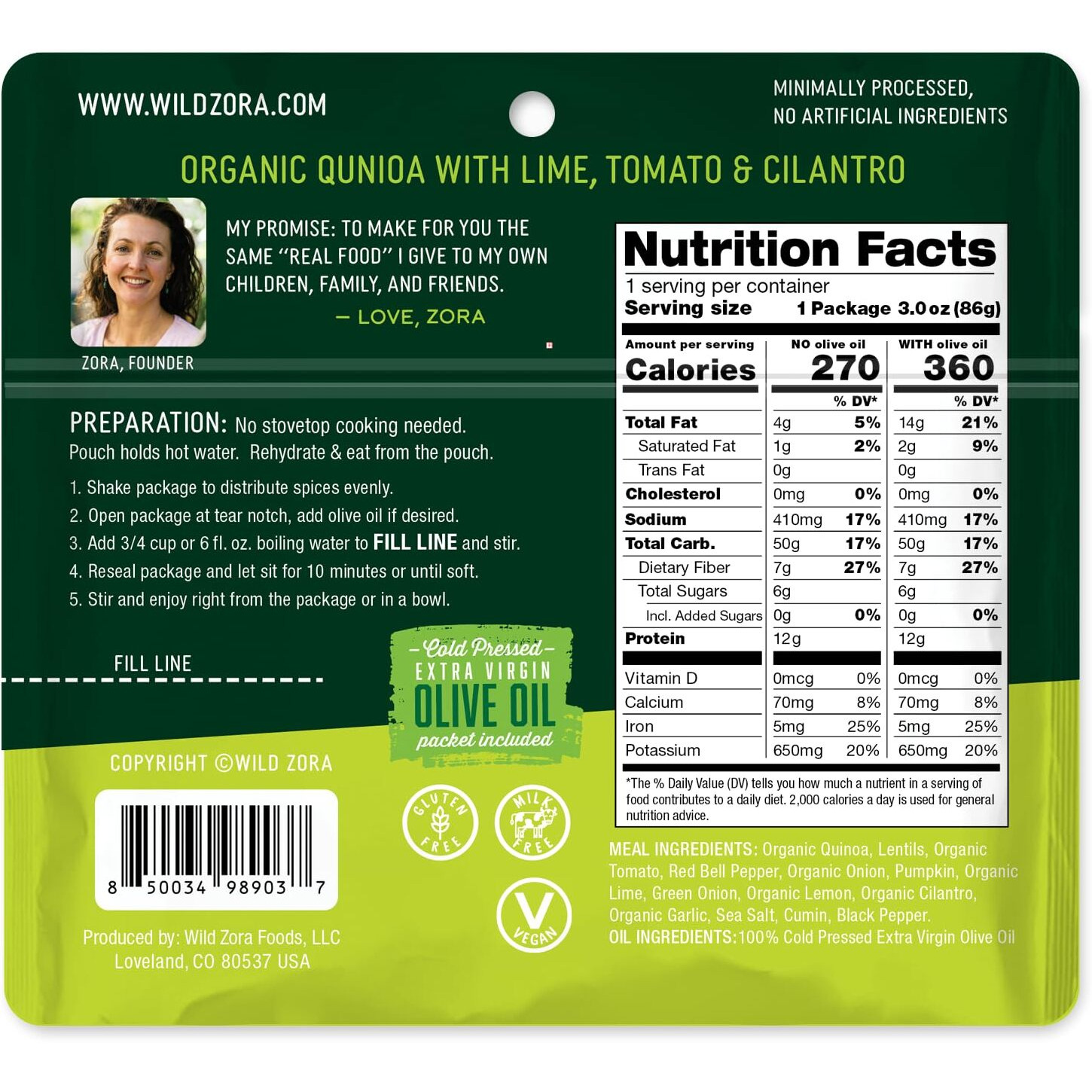 Wild Zora Organic Quinoa Bowls - Quick Prepared Meals, Instant Tasty Bowls, Pantry Staples Gluten-Free Meal With Lentils Plus 10G Olive Oil Packet - Variety (5-Pack)