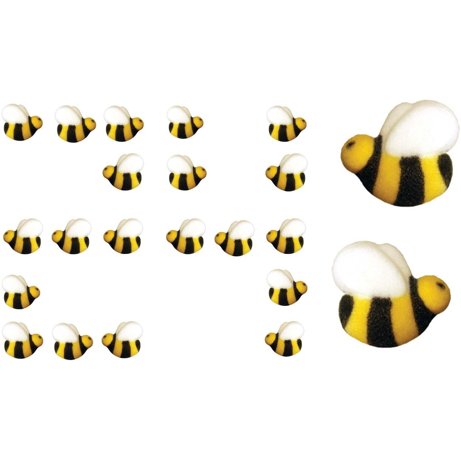 Bees Cake Decorations- Bumble Bee Shaped Edible Hard Sugar Decorations, 24 Pcs By R.U.S. Candy Company