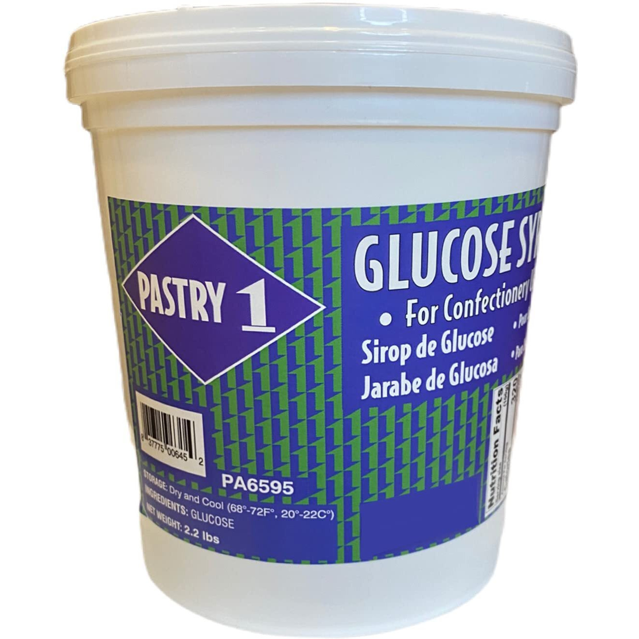 Pastry 1 Glucose Syrup 2.2Lb. De(Dextrose Equivalent) Rating Of 45-49. Gmo Free, Trans Fat Free Liquid Glucose In A Resealable Plastic Pail. Glucose
