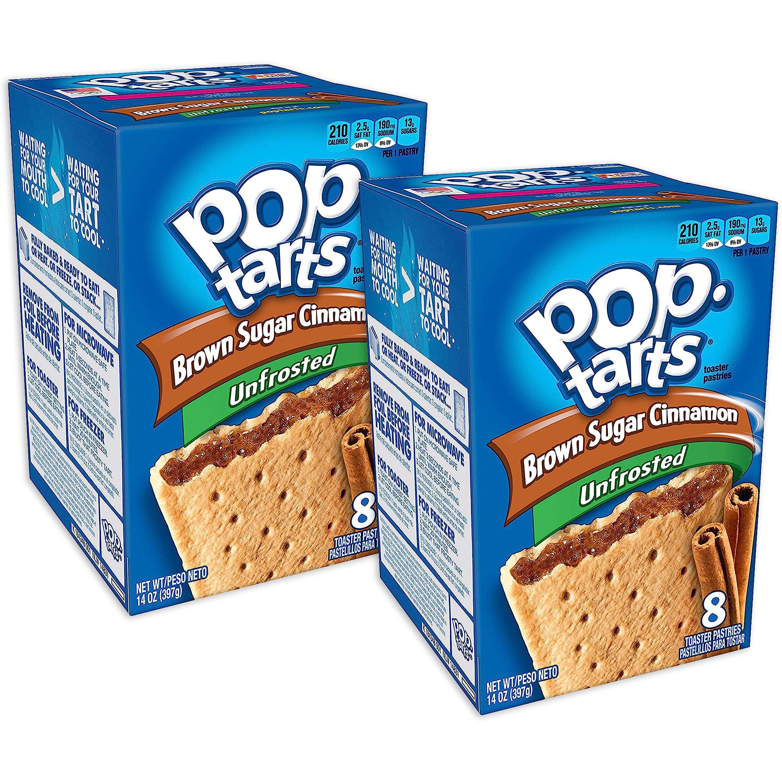 Pop Tarts Toaster Pastries, Unfrosted Brown Sugar Cinnamon 8 Ea (Pack Of 2)