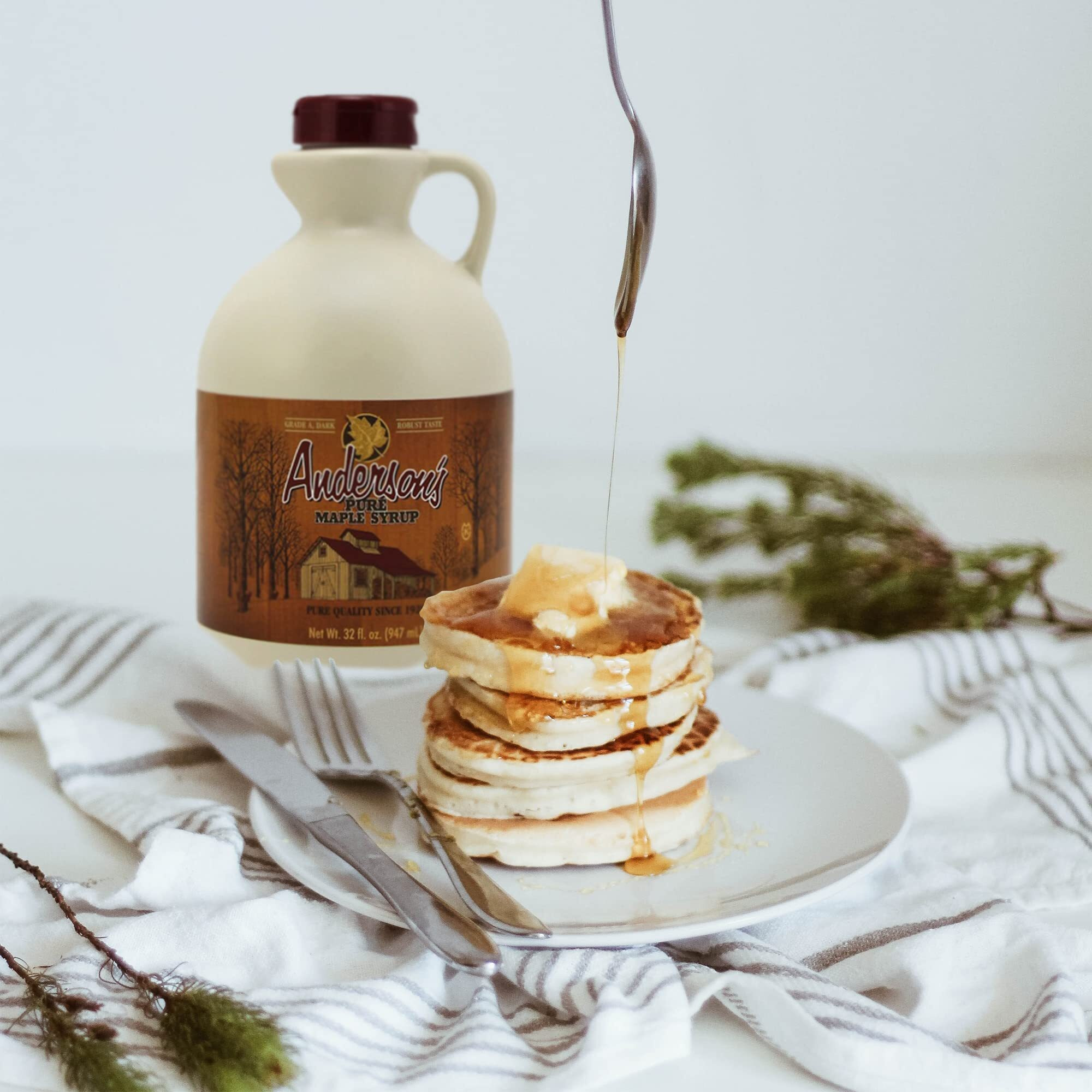 Anderson's Maple Syrup Dark Pure Maple Syrup In A 32 Oz. Plastic Jug, Brown