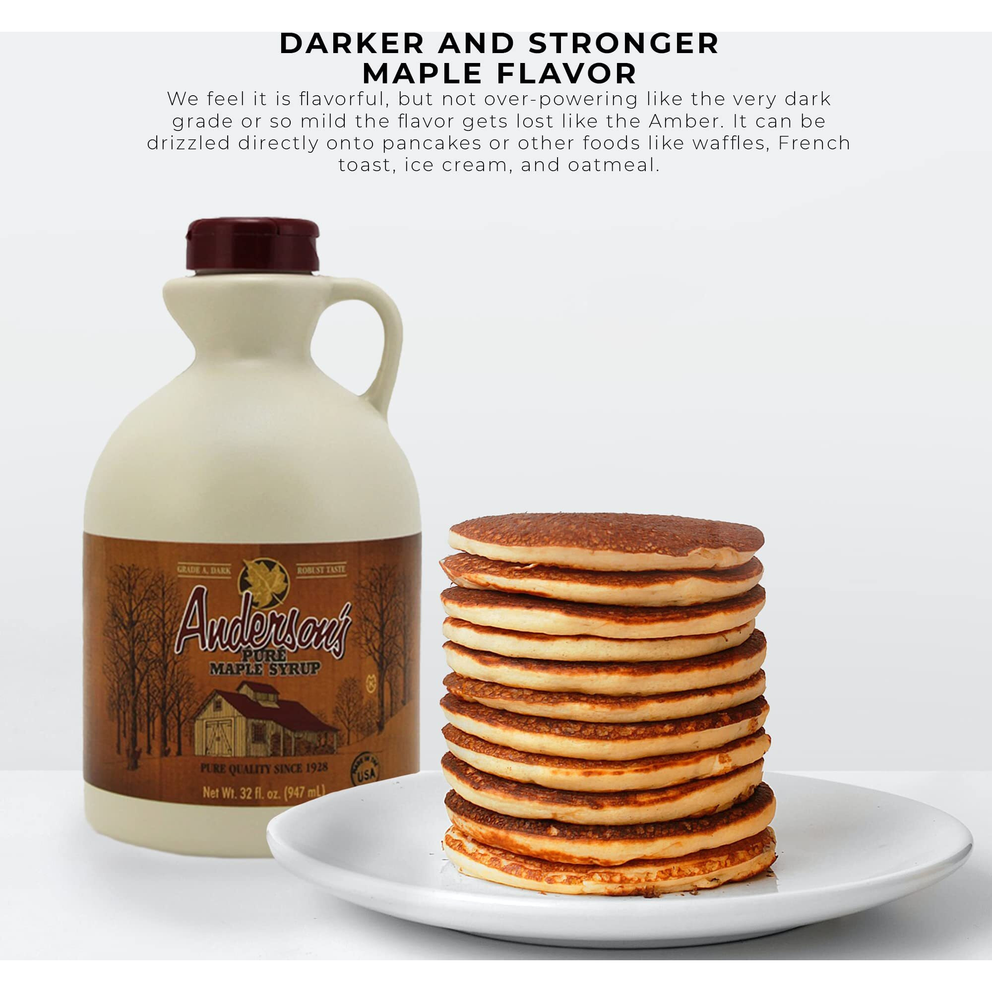Anderson's Maple Syrup Dark Pure Maple Syrup In A 32 Oz. Plastic Jug, Brown