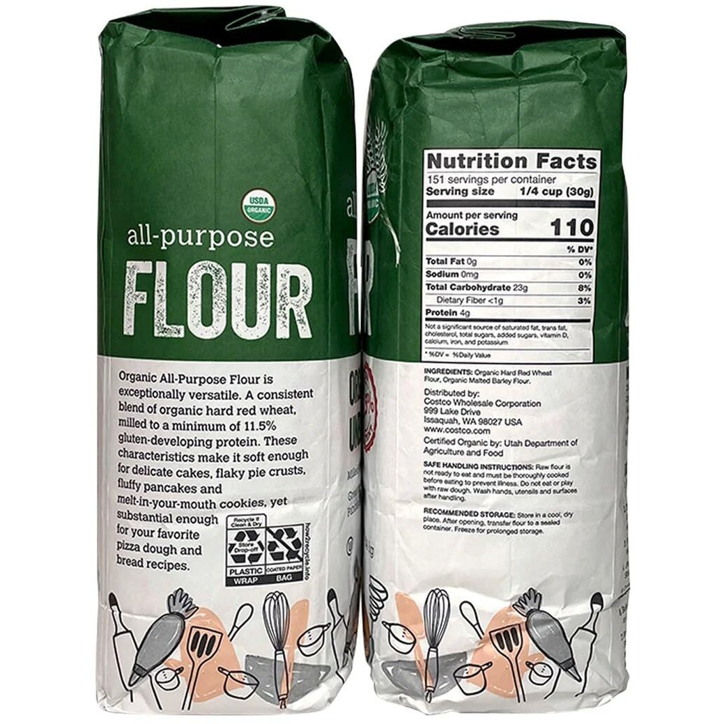 Kirkland Signature Organic Unbleached All Purpose Flour, 10 Pounds (Pack Of 2)