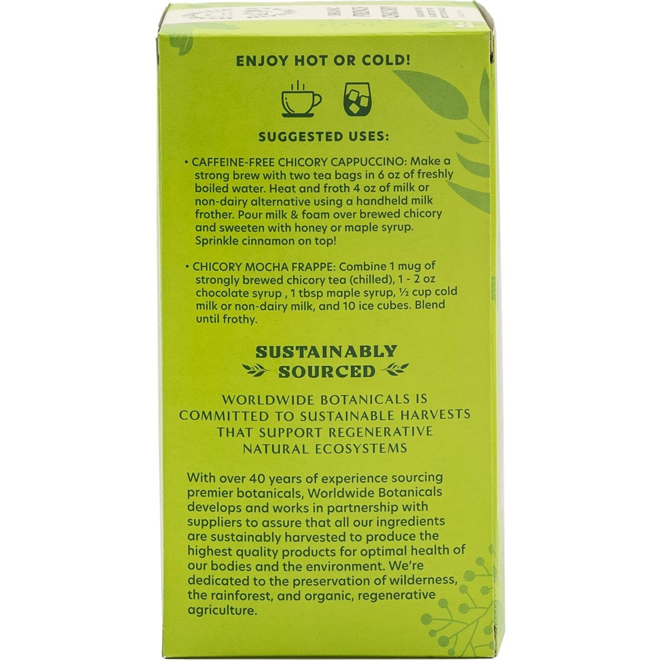 Worldwide Botanicals Organic French Chicory Root Tea - 3X Herbs With 6G Per Tea Bag - Prebiotic Roasted Herbal Tea - Acid Free, Caffeine Free, Kosher, 25 Tea Bags