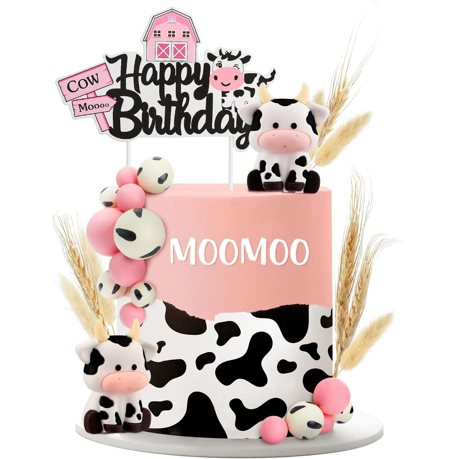 Pinkunn 23 Pcs Cow Cake Topper Farm Cake Decor Cow Cake Decorations With Cow Miniature Figurines Animal Birthday Party For Cow Theme Baby Shower Birthday Party Cake Decorations Supplies