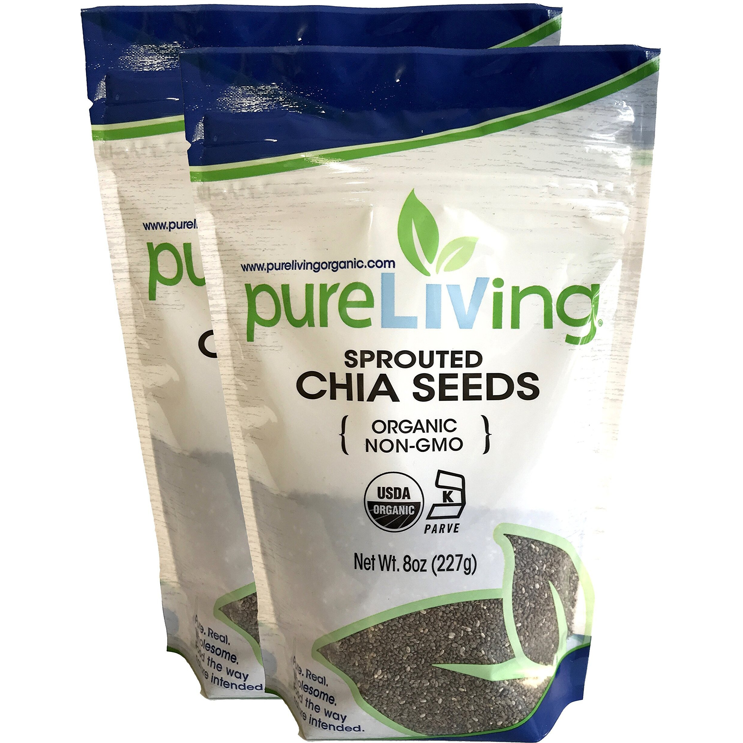 Pure Living - Organic Sprouted Chia Seeds, 2 Packs - 8 Ounce Each