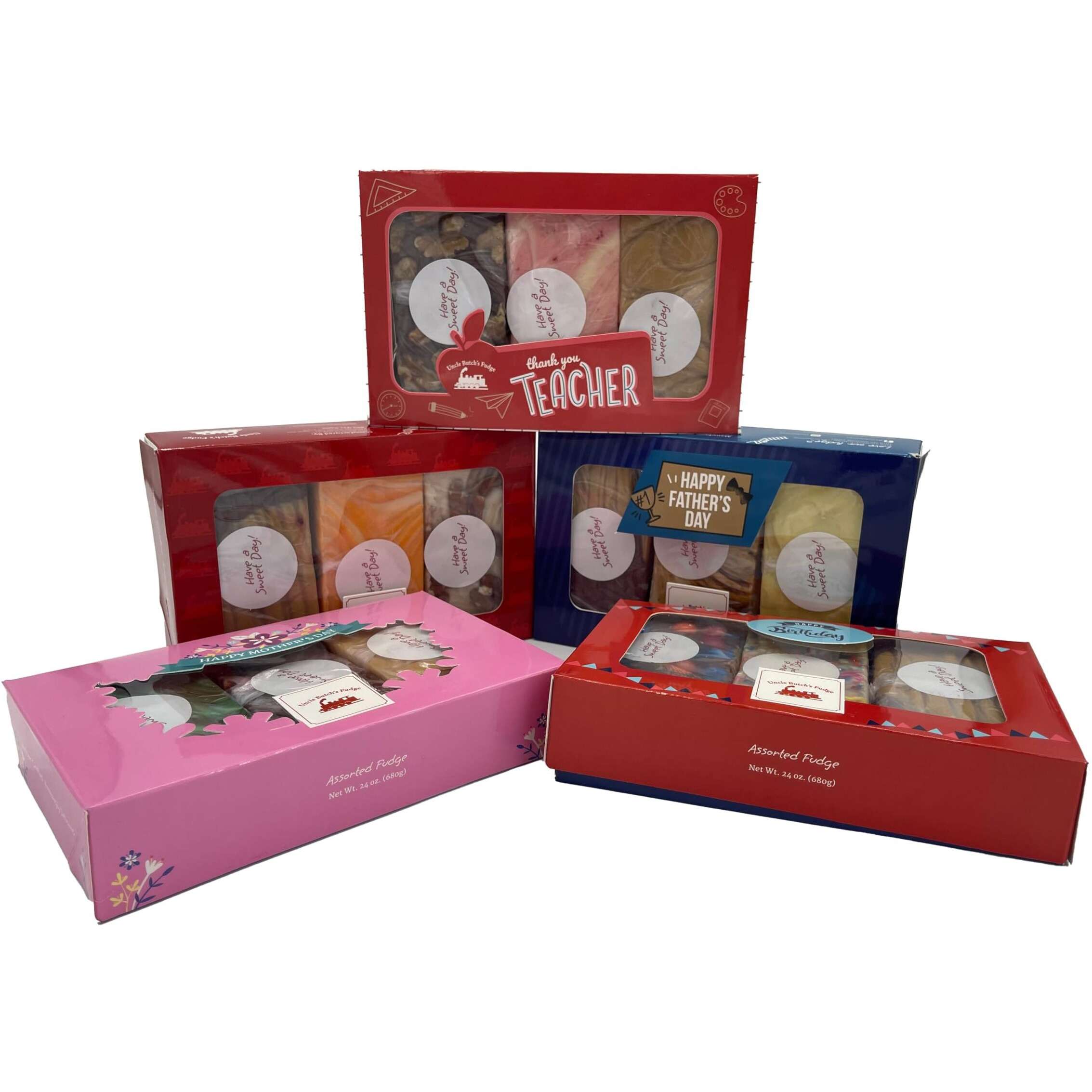 Uncle Butch's Fudge Gift Box - Creamy & Smooth Fudge Sampler - Choose Any 3 Flavors Of Delicious & Decadent Fudge (1 Box, 24Oz Total)
