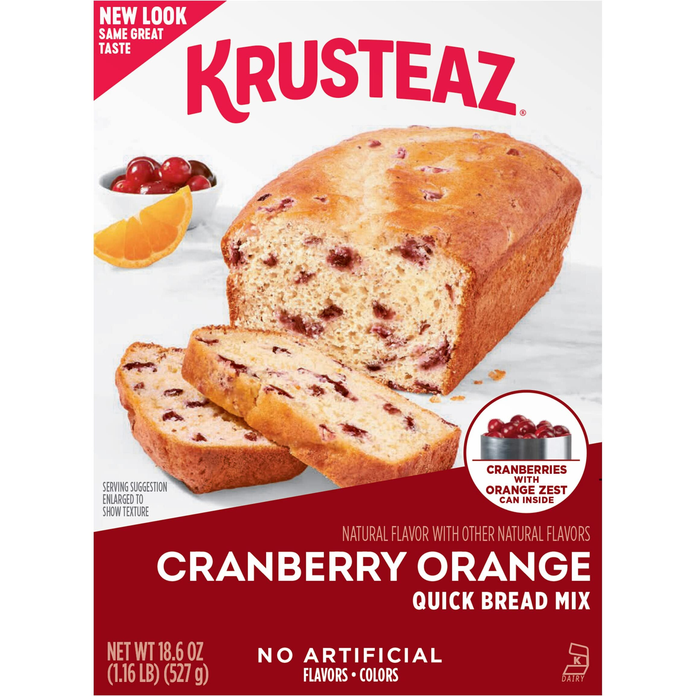 Krusteaz Cranberry Orange Quick Bread Mix, Made With Real Cranberries & Orange Zest, 18.6 Oz Boxes (Pack Of 12)