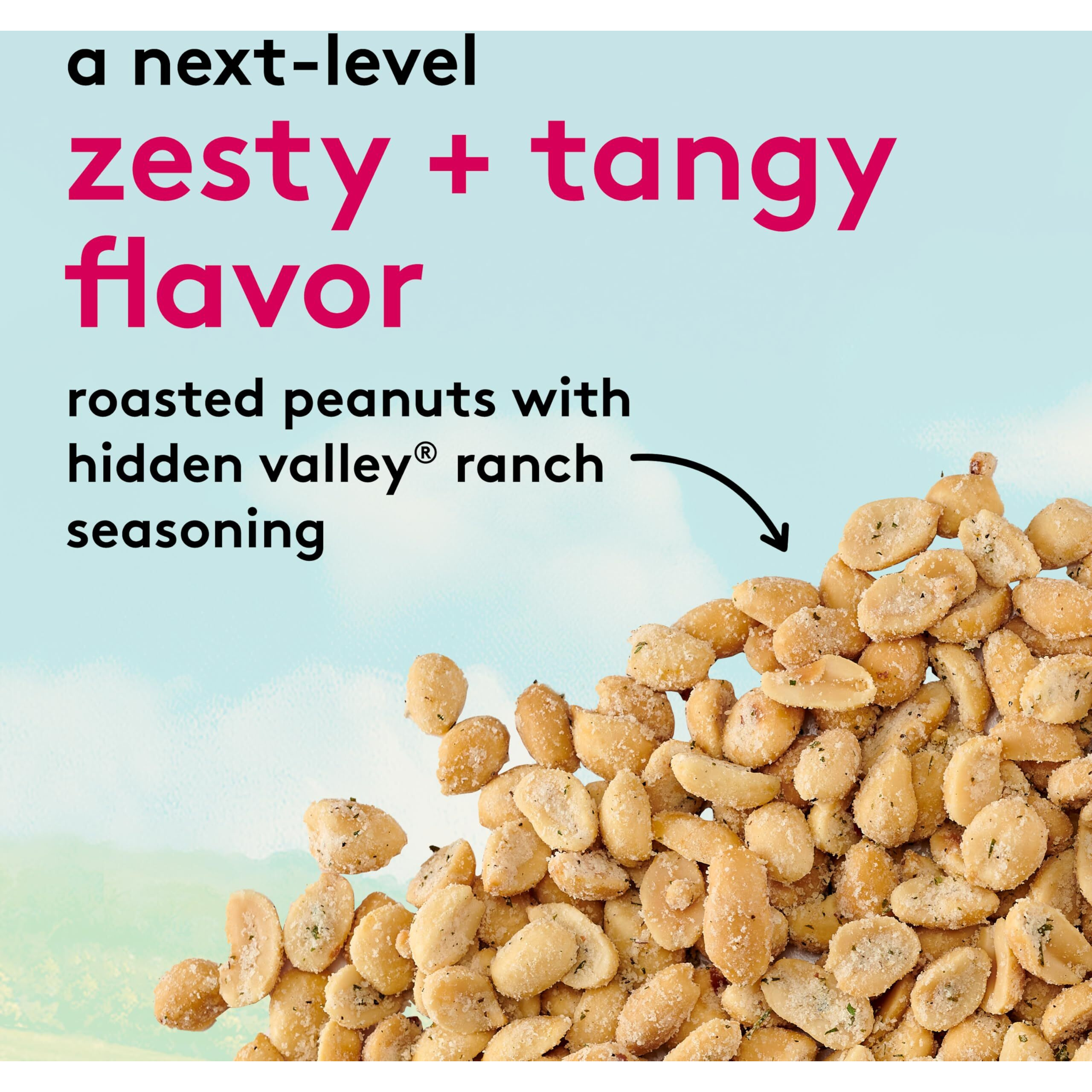 Snak Club Peanuts With Hidden Valley Ranch Seasoning, Roasted Nuts, Gluten-Free And Kosher Snack, 4.5 Oz Resealable Bags, 6 Pack