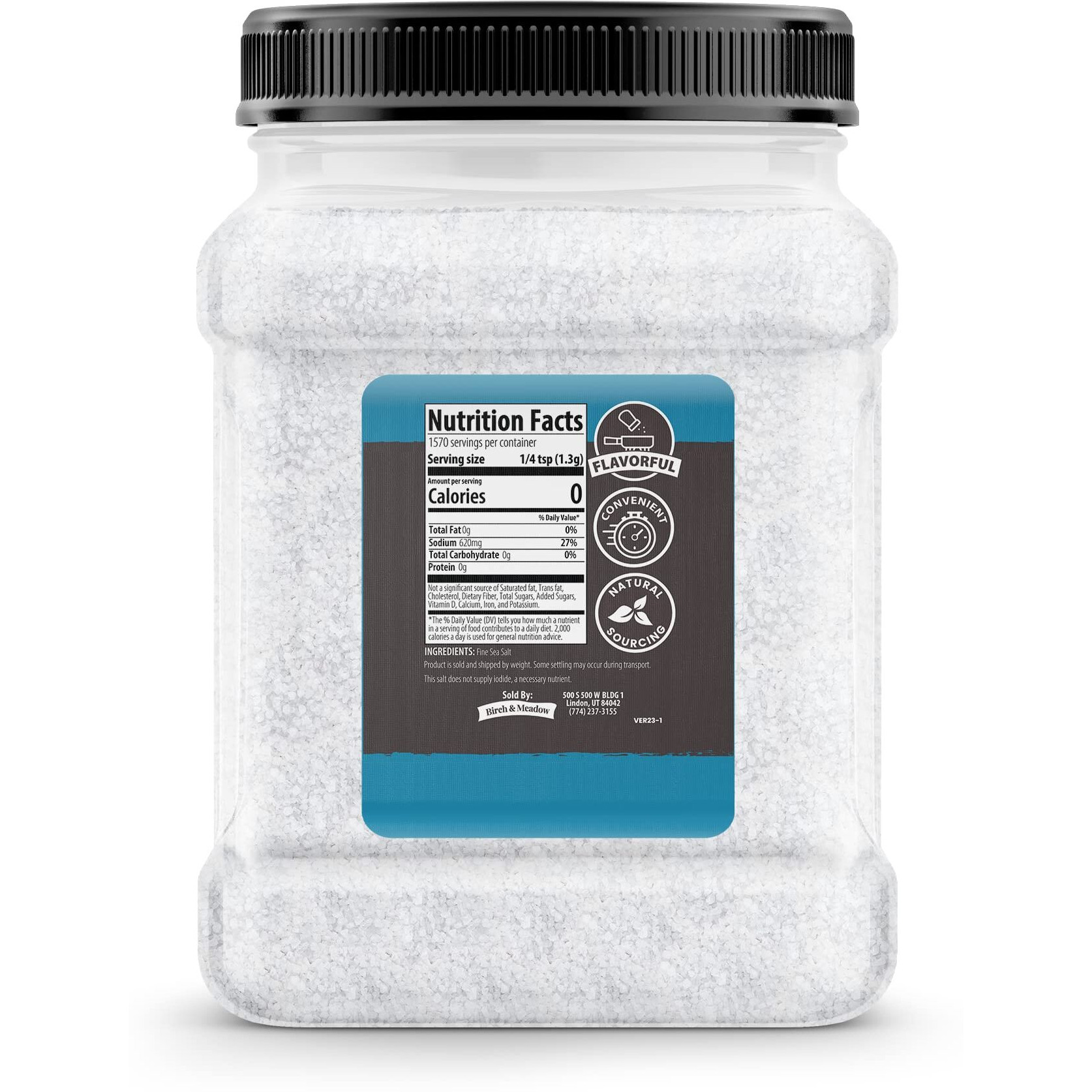 Birch & Meadow 4.5 Lb Of Fine Sea Salt, Kitchen Essential, Mediterranean