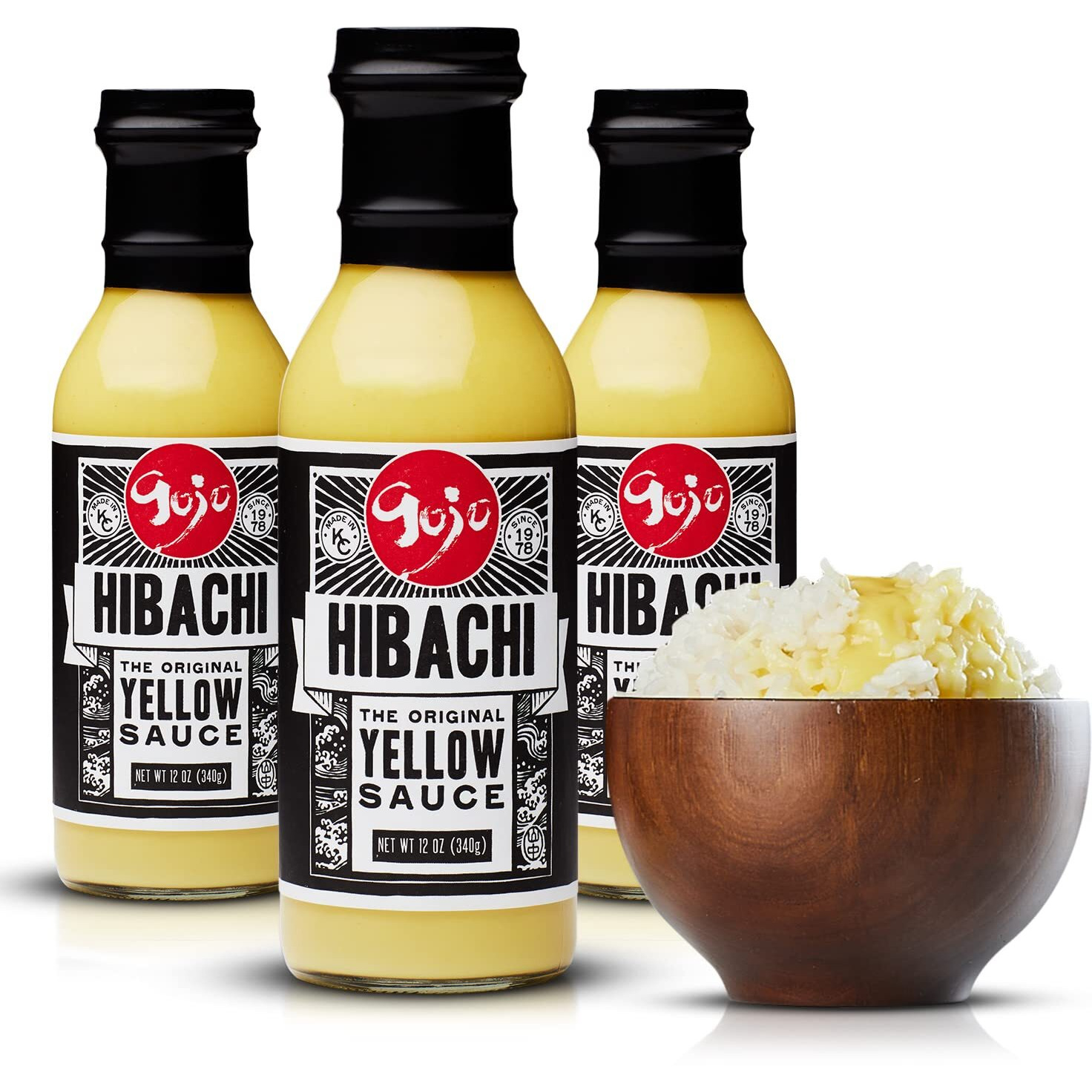 Gojo Hibachi Yellow Sauce - Tangy & Buttery Flavor I The Original Gojo Japanese Steakhouse Sauce I Create Easy Japanese Food And Asian Dishes At Home I Meat, Noodles & Sushi Sauce | 12Oz Yellow Sauce (3 Pack)