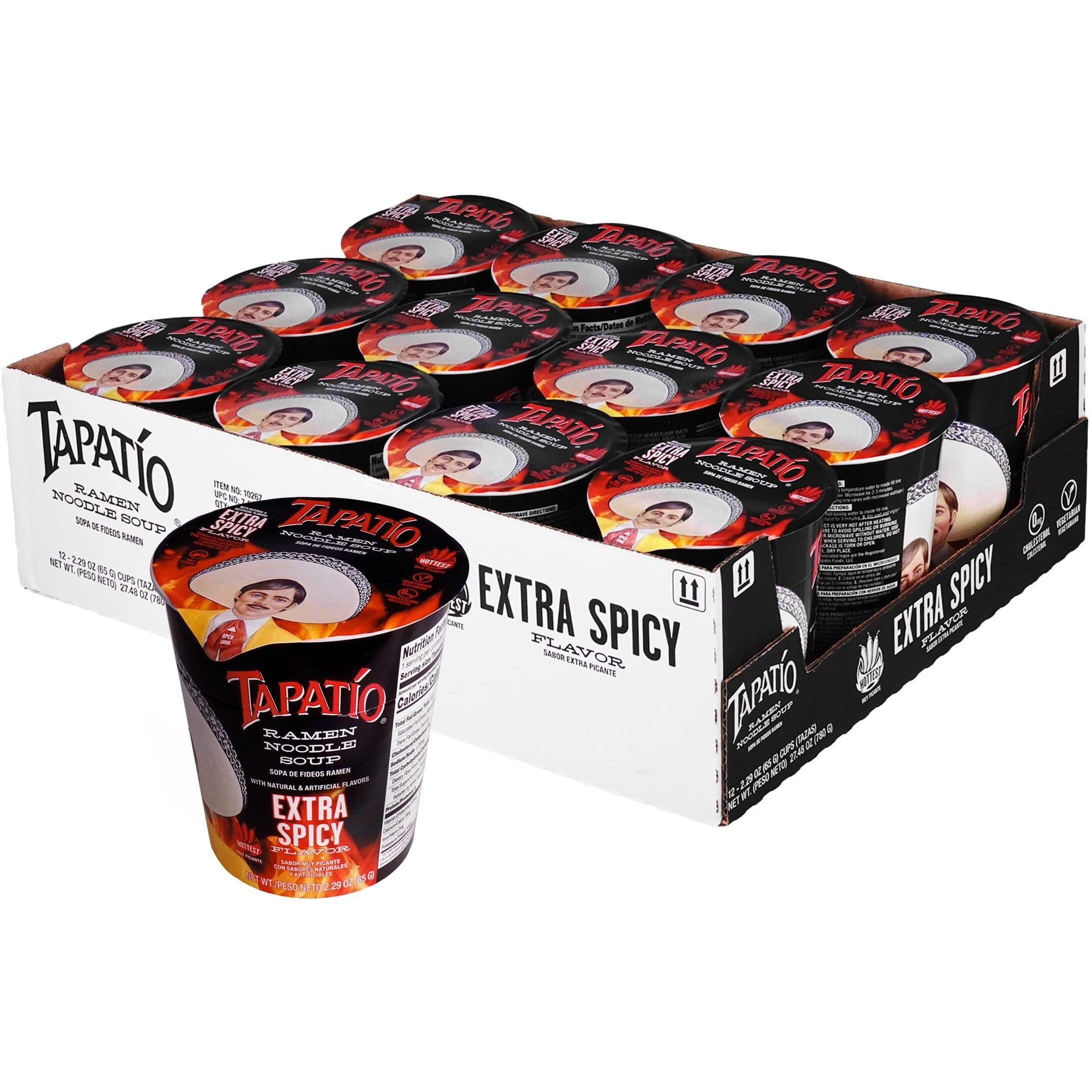 Tapatio Spicy Ramen Noodle Soup Cup - Extra Spicy Flavor - 2.29 Oz (Bulk Case Of 12)
